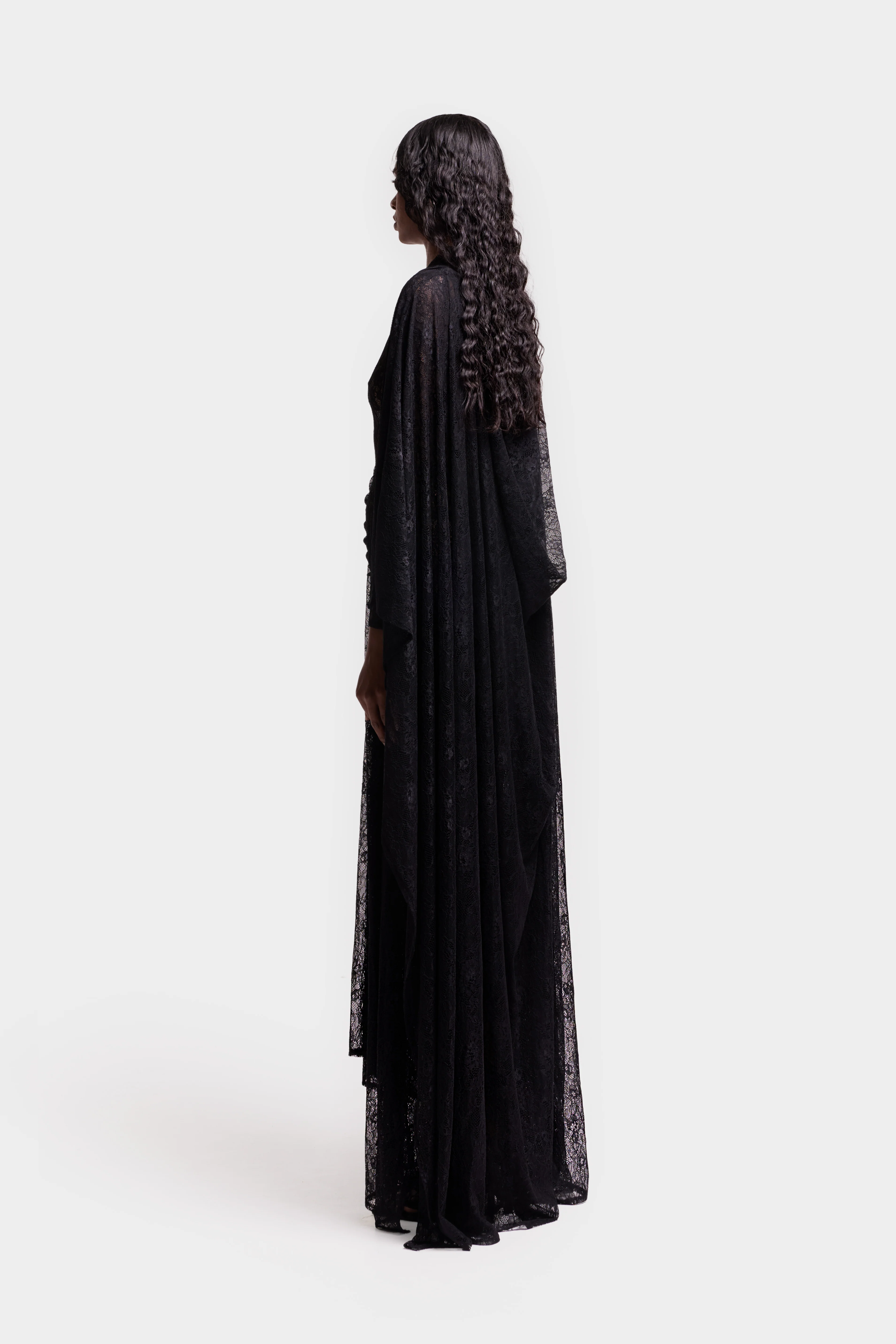 Aluya Lace Draped Cape - Black - Image 4