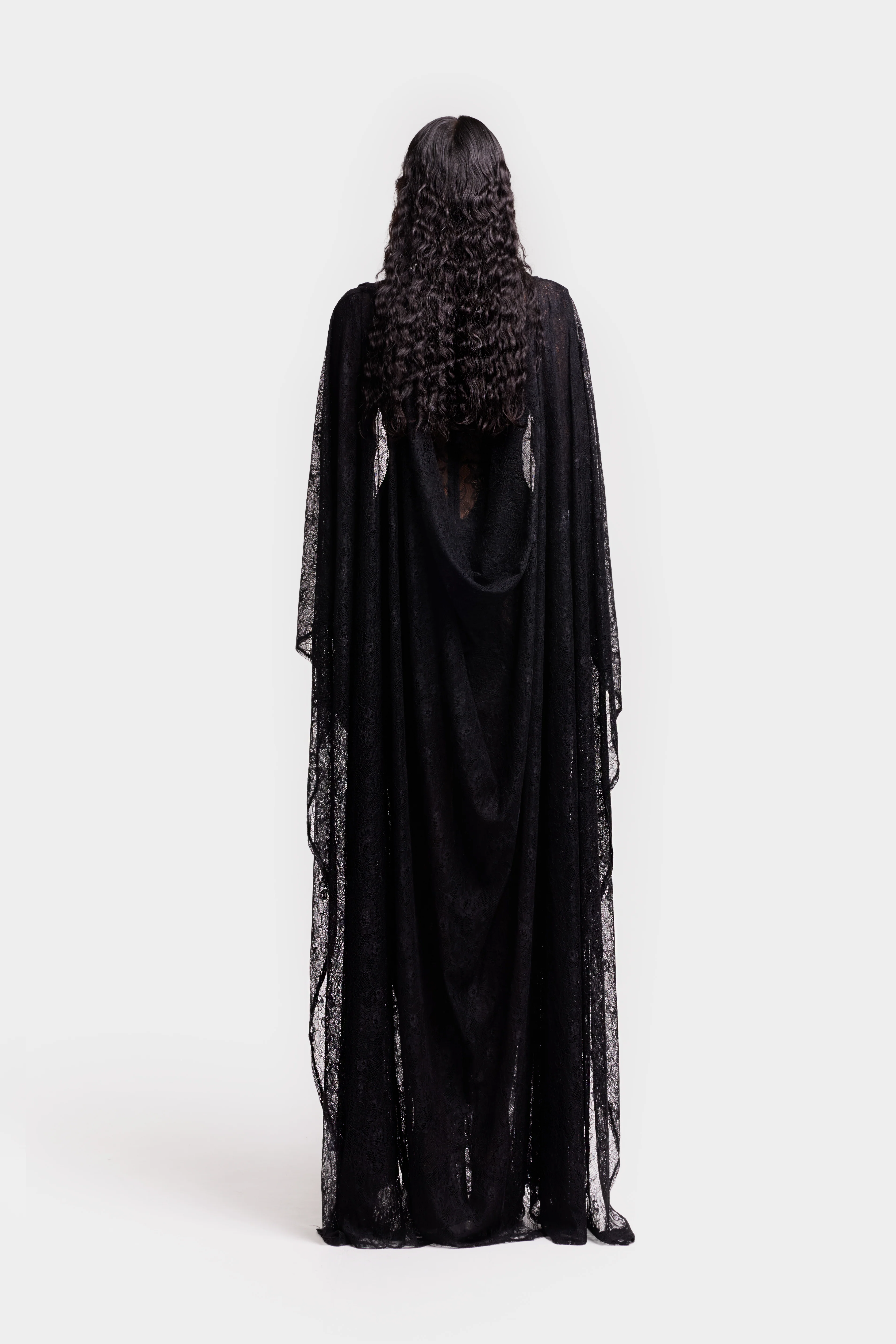 Aluya Lace Draped Cape - Black - Image 5