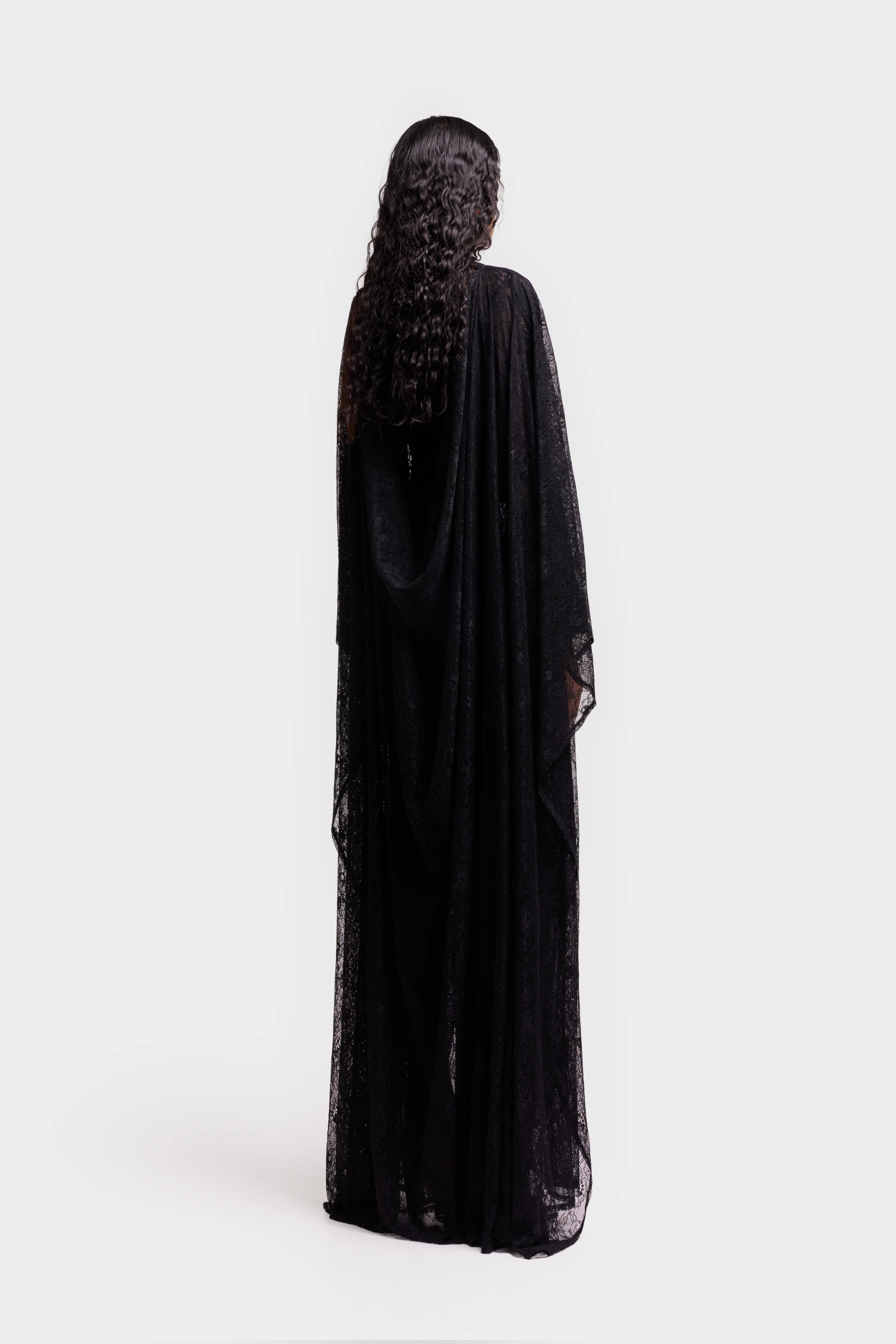 Aluya Lace Draped Cape - Black - Image 6