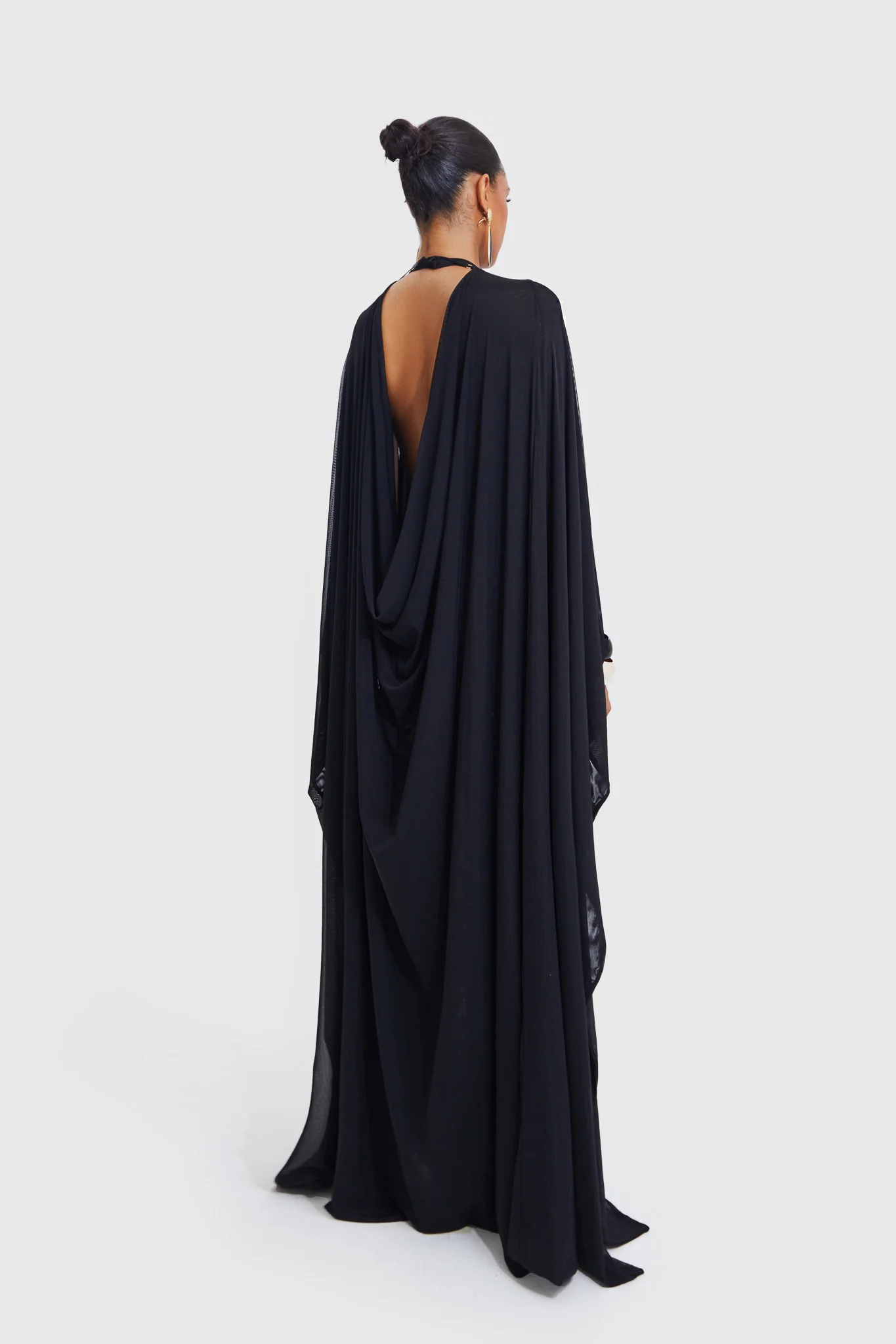 Aluya Mesh Draped Cape - Black - Image 10