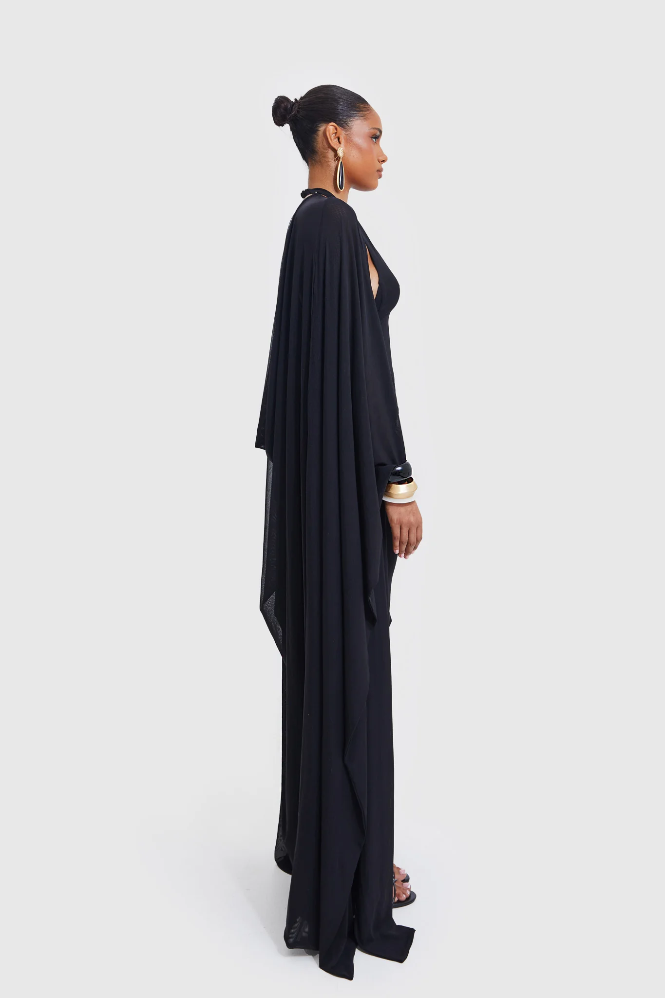 Aluya Mesh Draped Cape - Black - Image 11