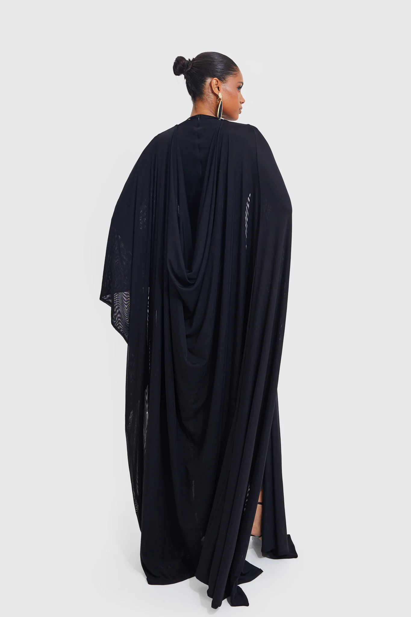 Aluya Mesh Draped Cape - Black - Image 4