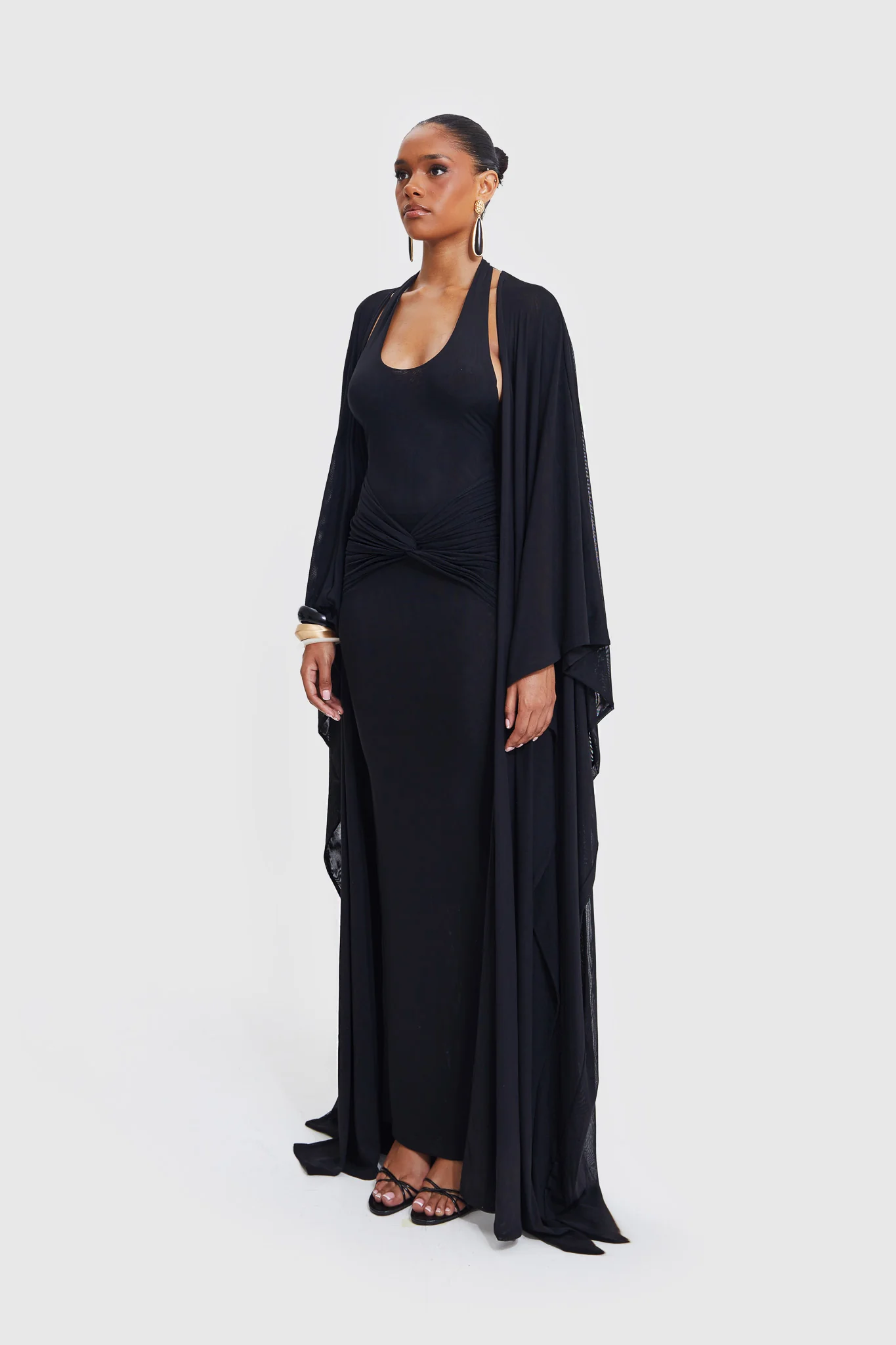 Aluya Mesh Draped Cape - Black - Image 6