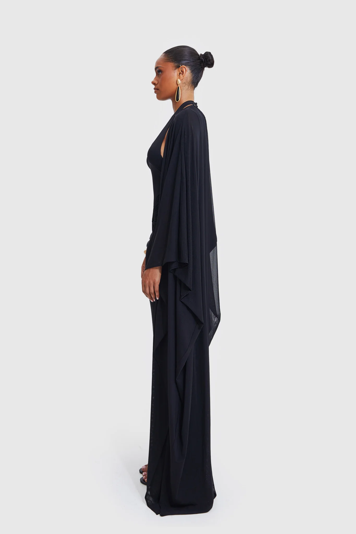 Aluya Mesh Draped Cape - Black - Image 7