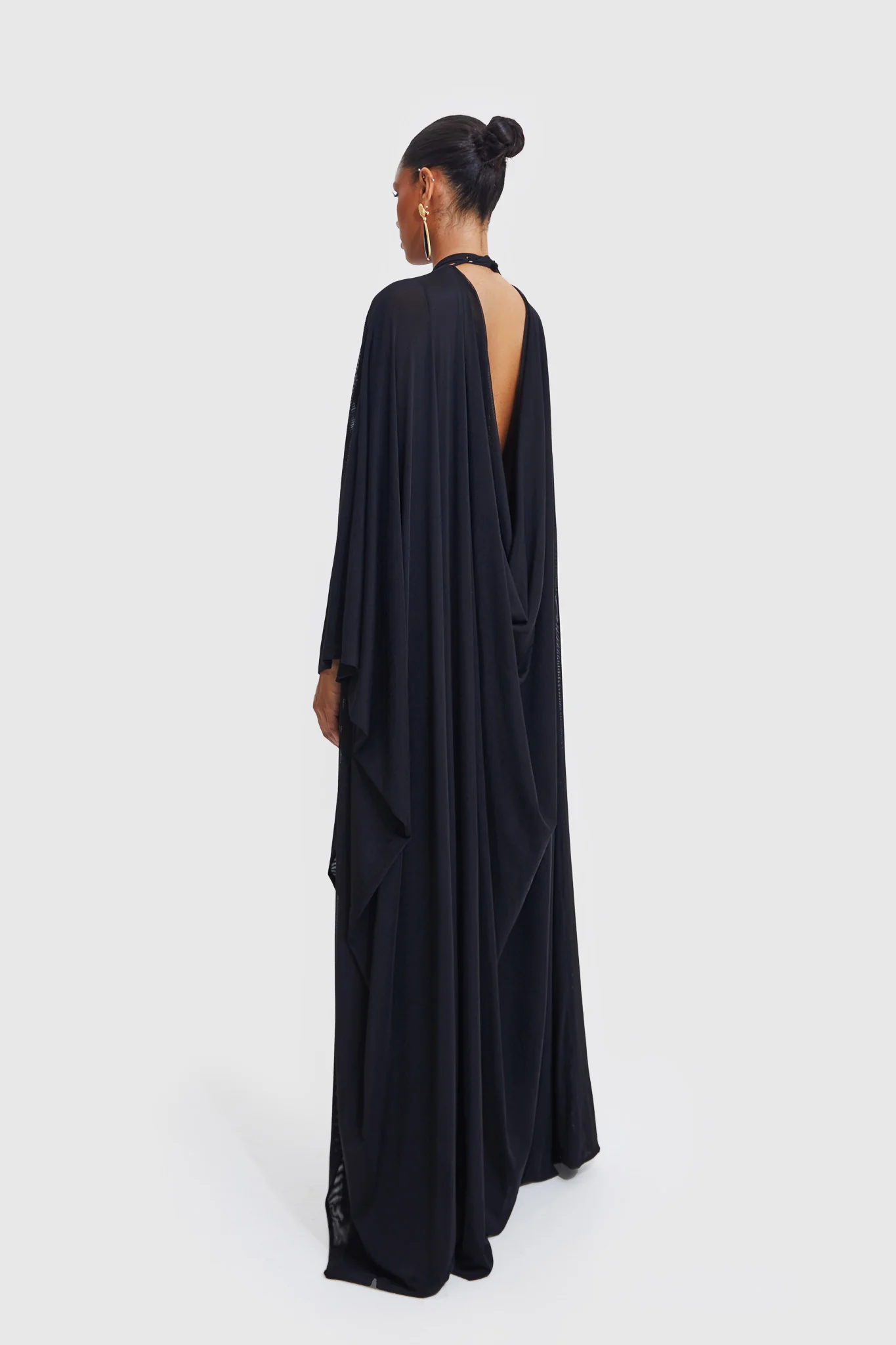 Aluya Mesh Draped Cape - Black - Image 8