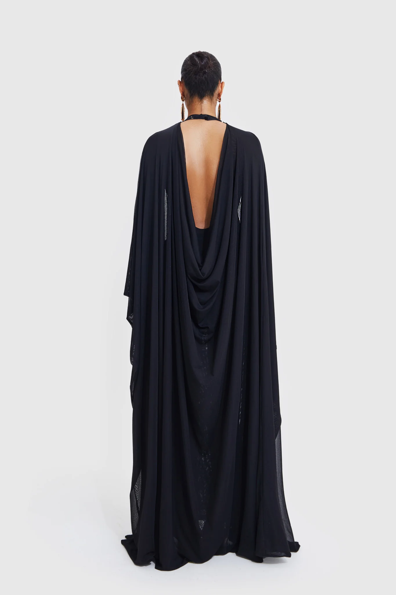 Aluya Mesh Draped Cape - Black - Image 9