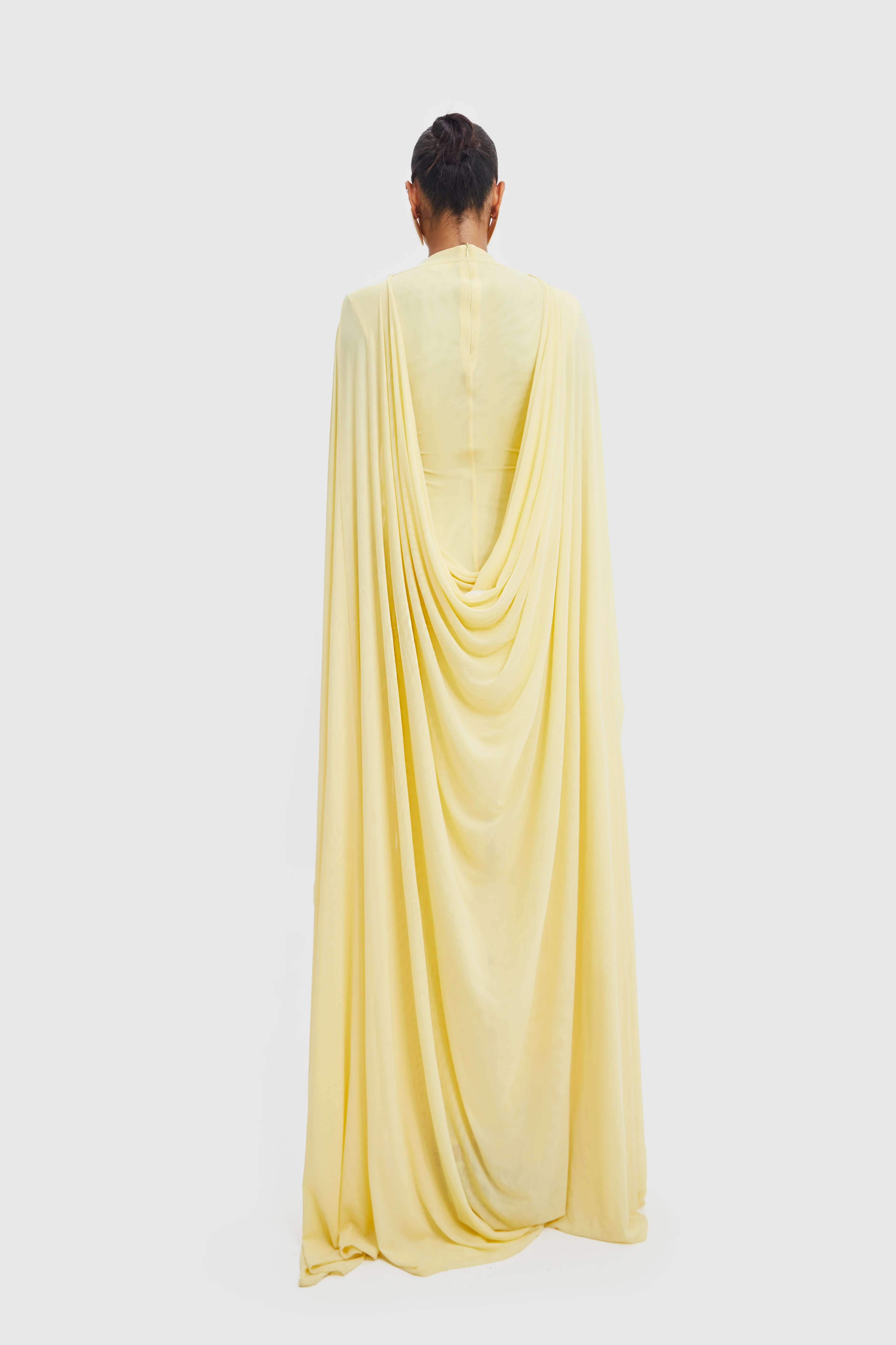 Aluya Mesh Draped Cape - Butter Yellow - Image 10