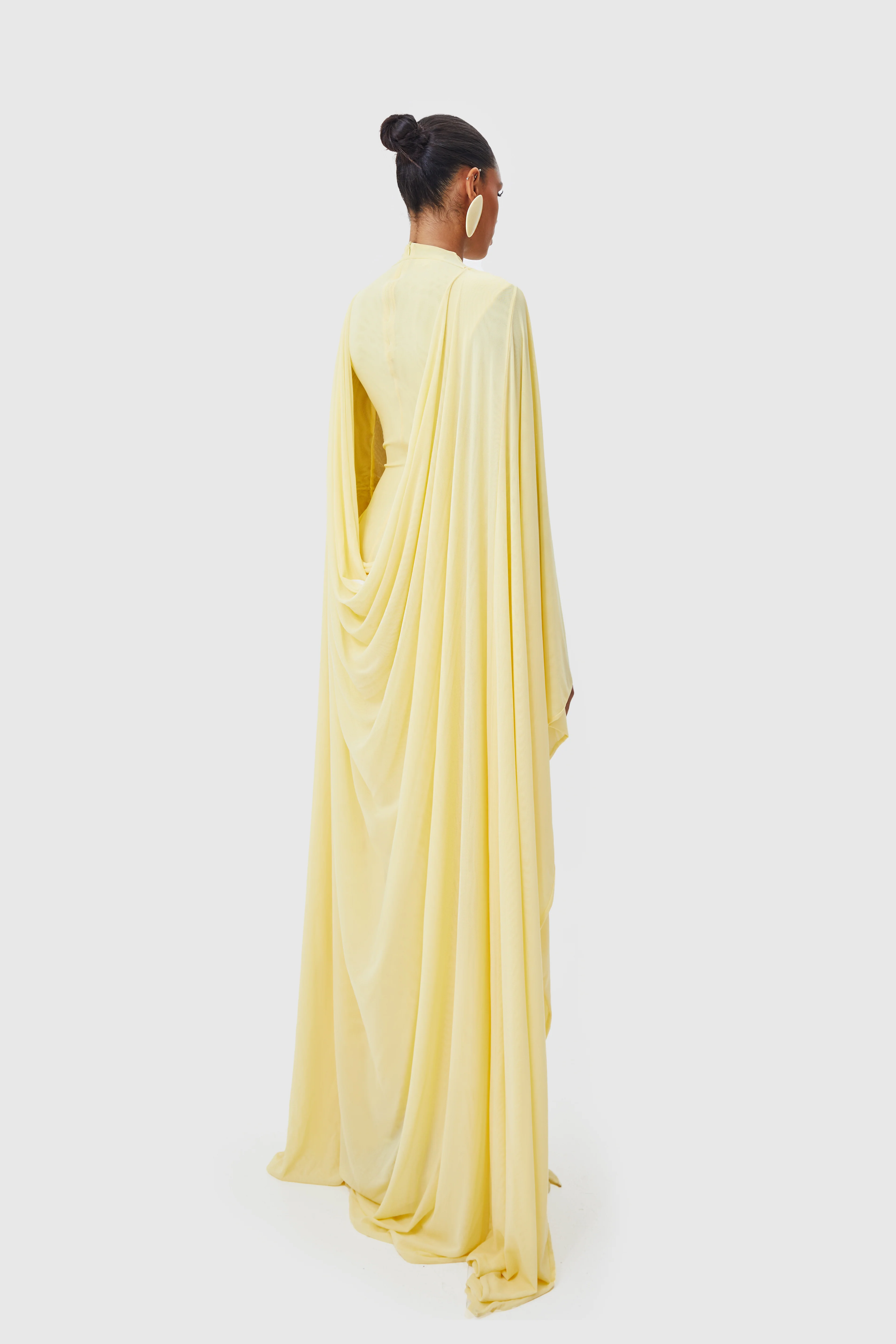 Aluya Mesh Draped Cape - Butter Yellow - Image 11