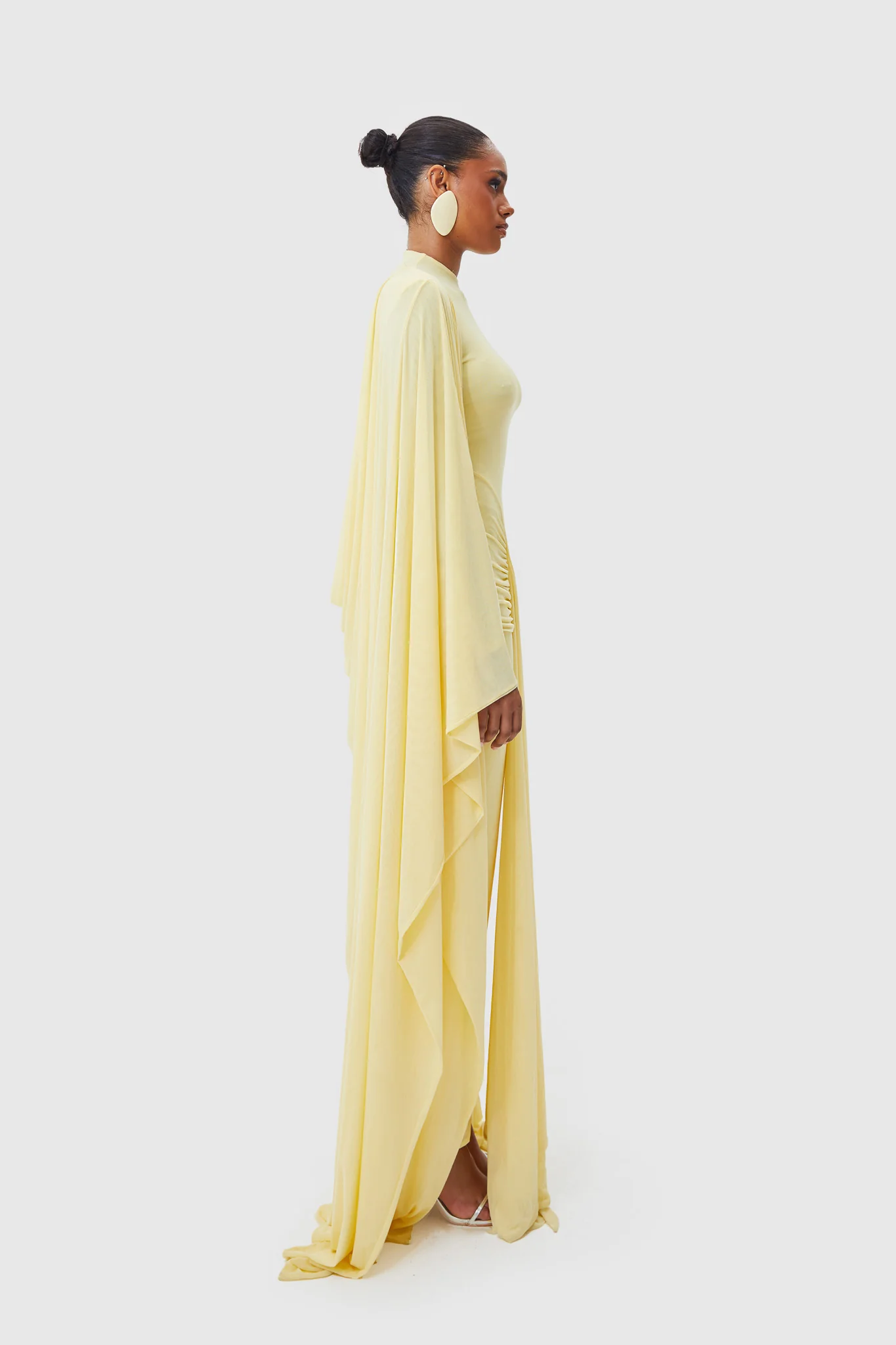 Aluya Mesh Draped Cape - Butter Yellow - Image 12