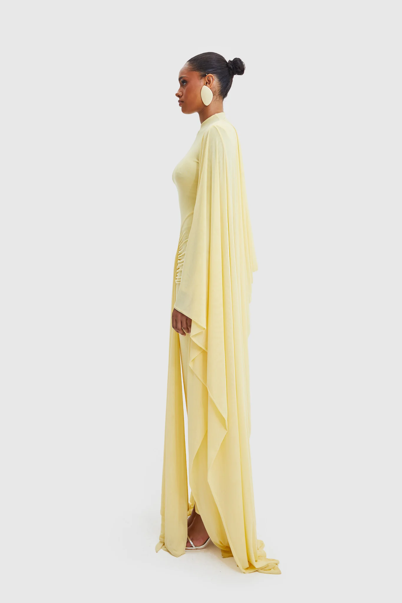Aluya Mesh Draped Cape - Butter Yellow - Image 8
