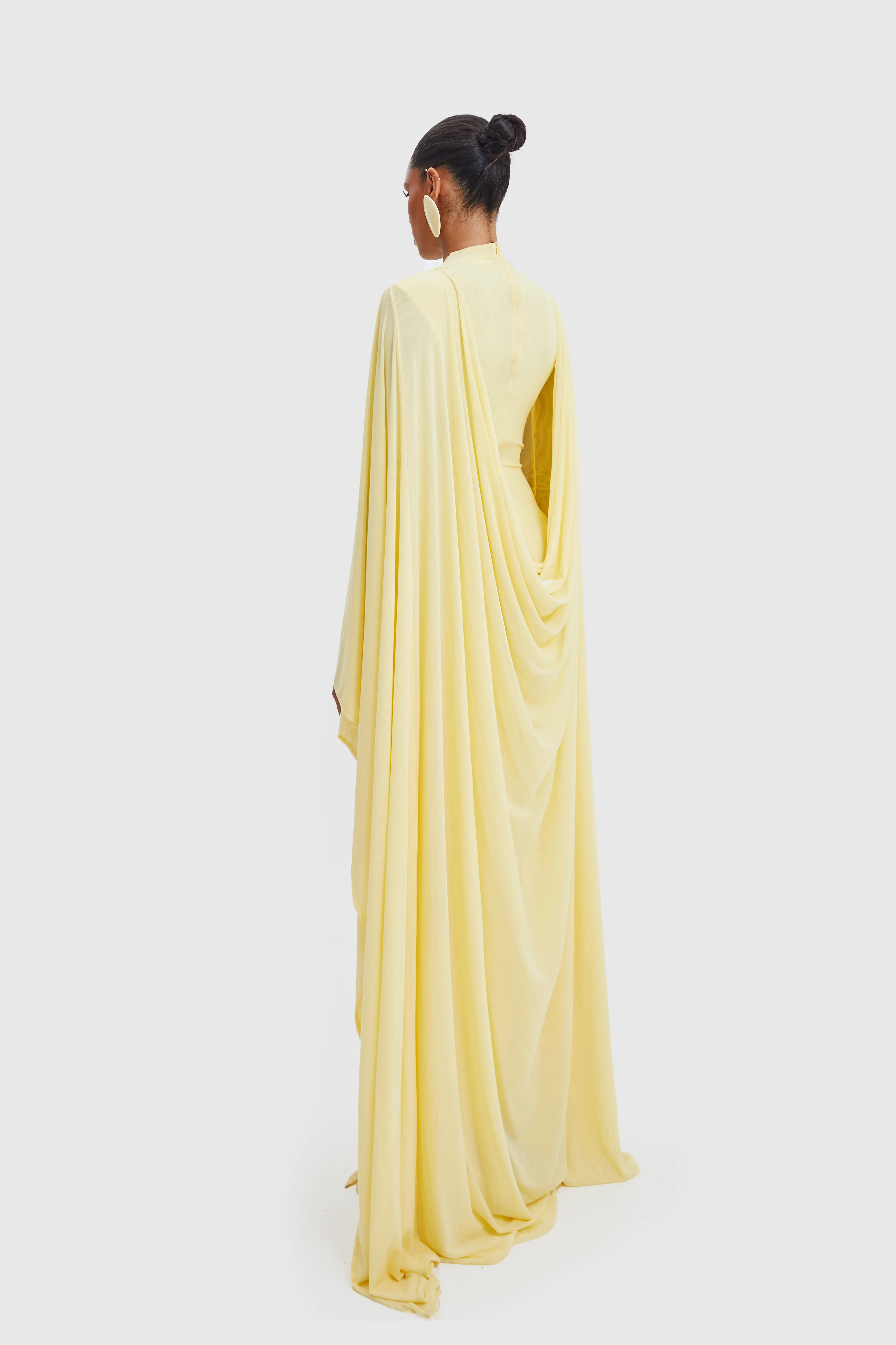 Aluya Mesh Draped Cape - Butter Yellow - Image 9
