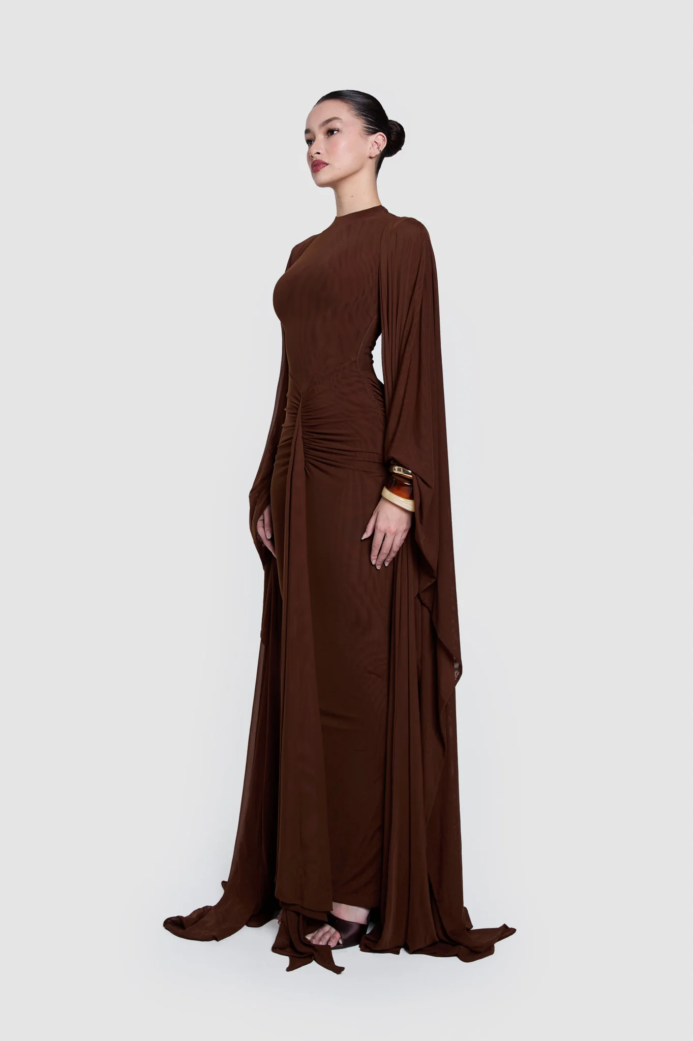 Aluya Mesh Draped Cape - Choc Gelato - Image 3