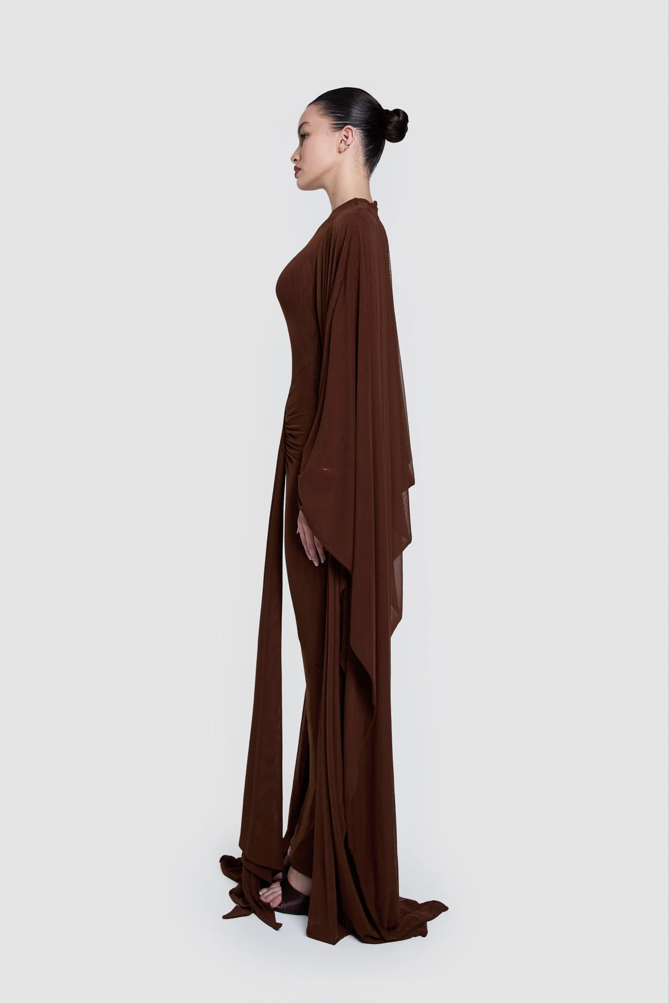 Aluya Mesh Draped Cape - Choc Gelato - Image 4