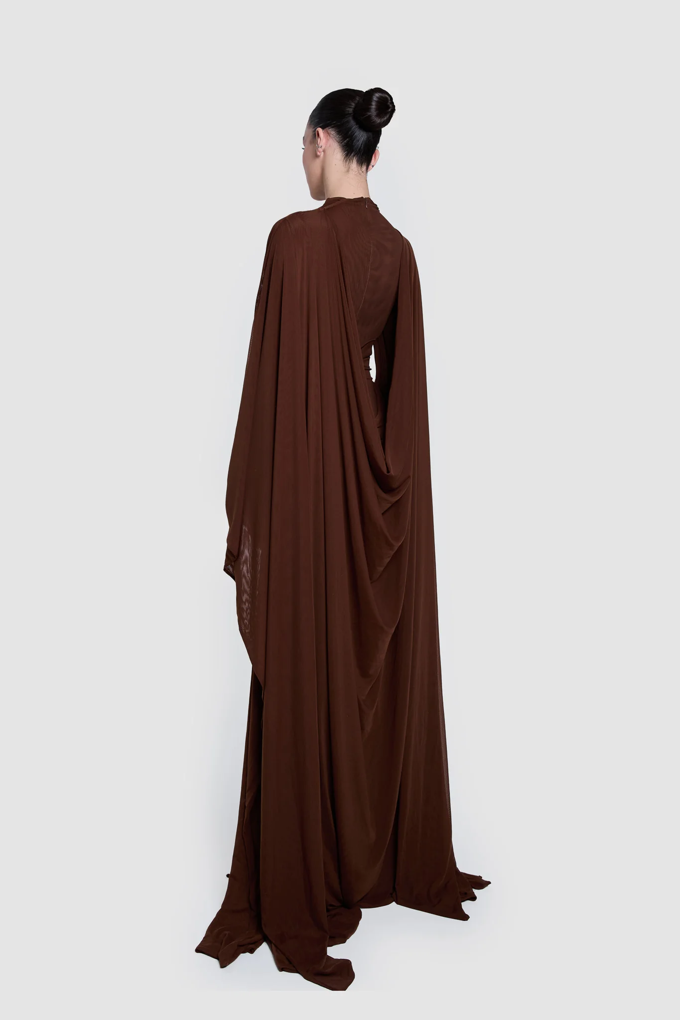 Aluya Mesh Draped Cape - Choc Gelato - Image 5
