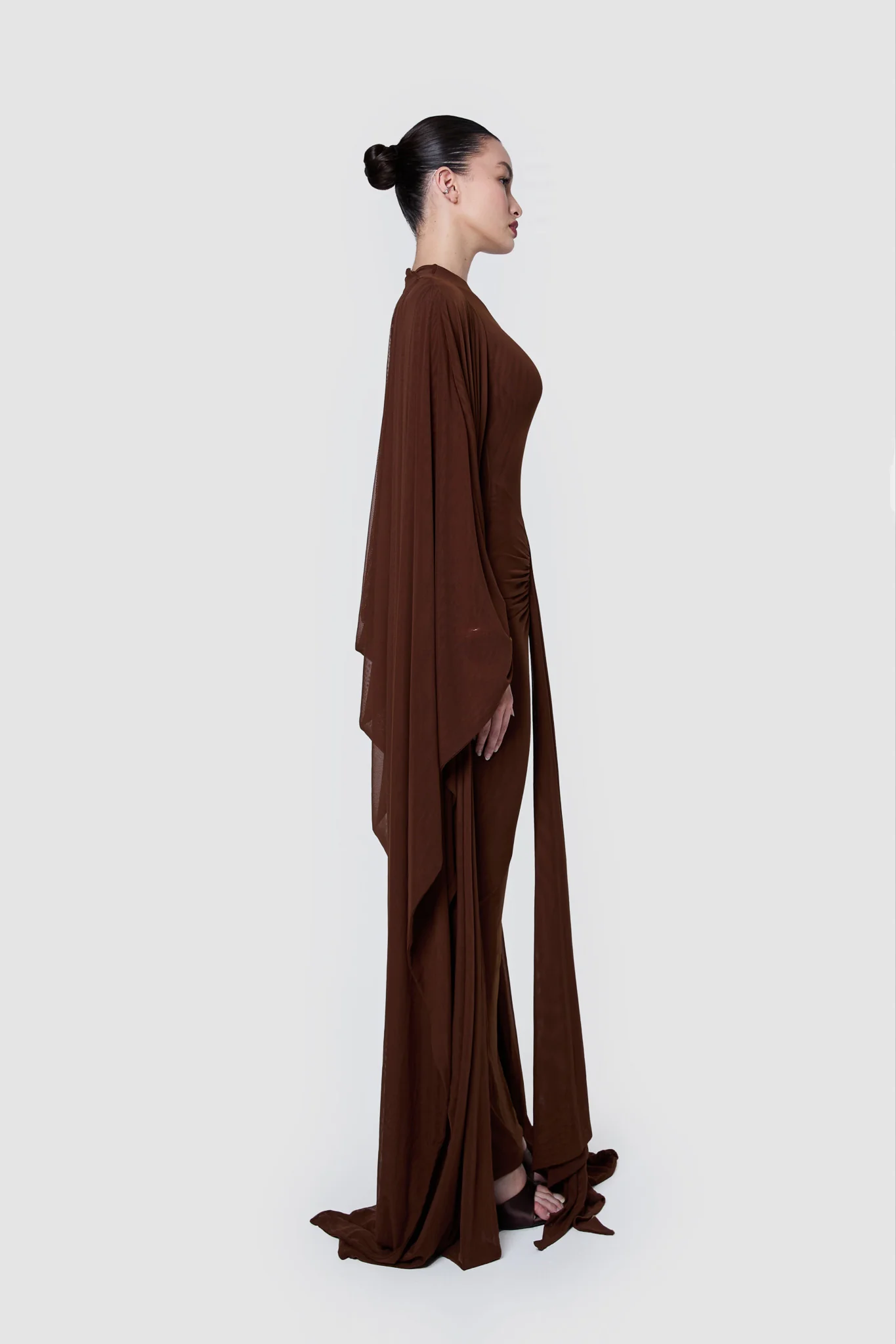 Aluya Mesh Draped Cape - Choc Gelato - Image 8