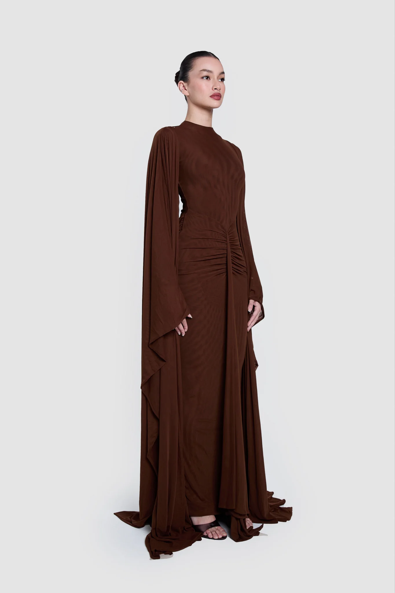 Aluya Mesh Draped Cape - Choc Gelato - Image 9