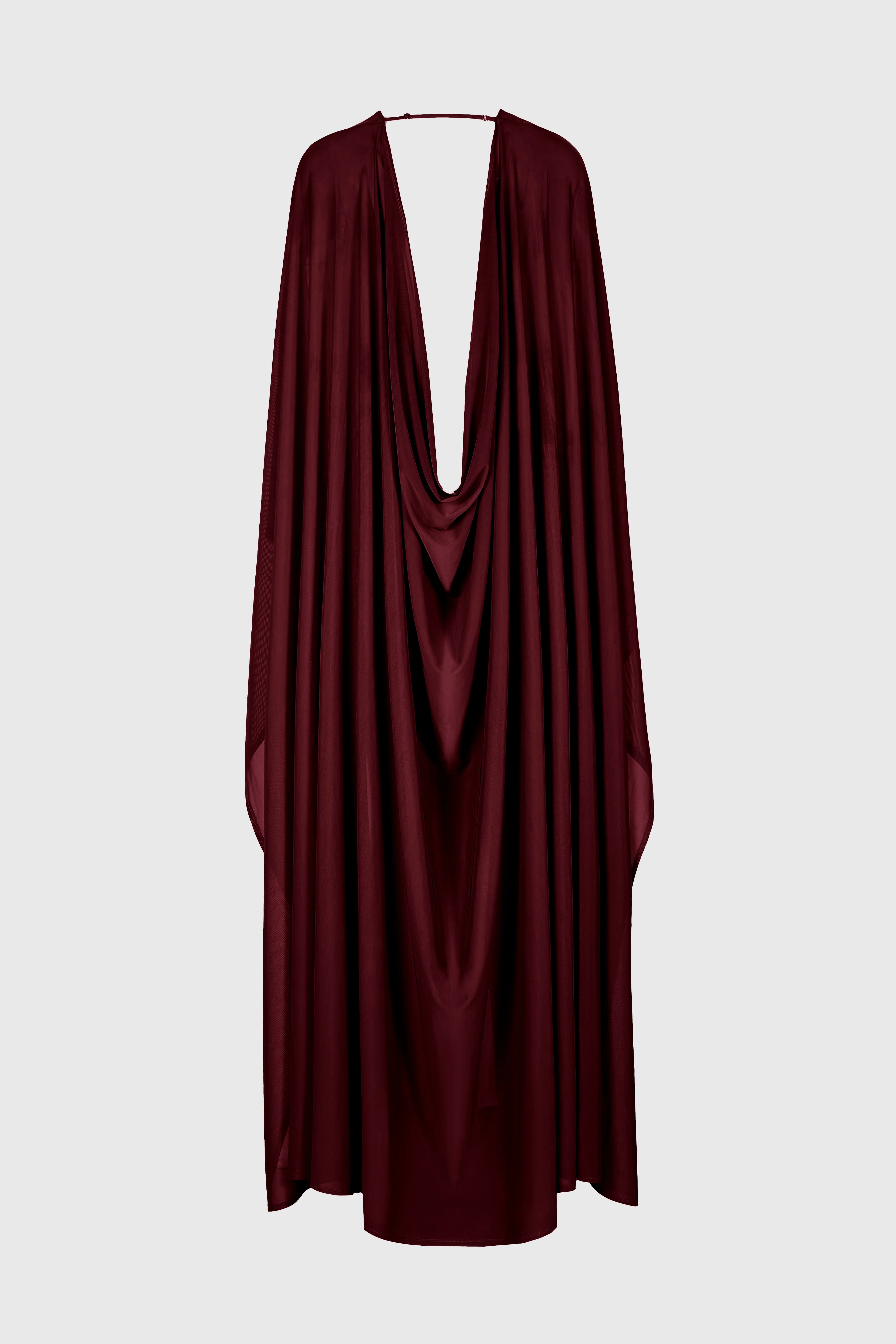 Aluya Mesh Draped Cape - Deep Cherry - Image 12
