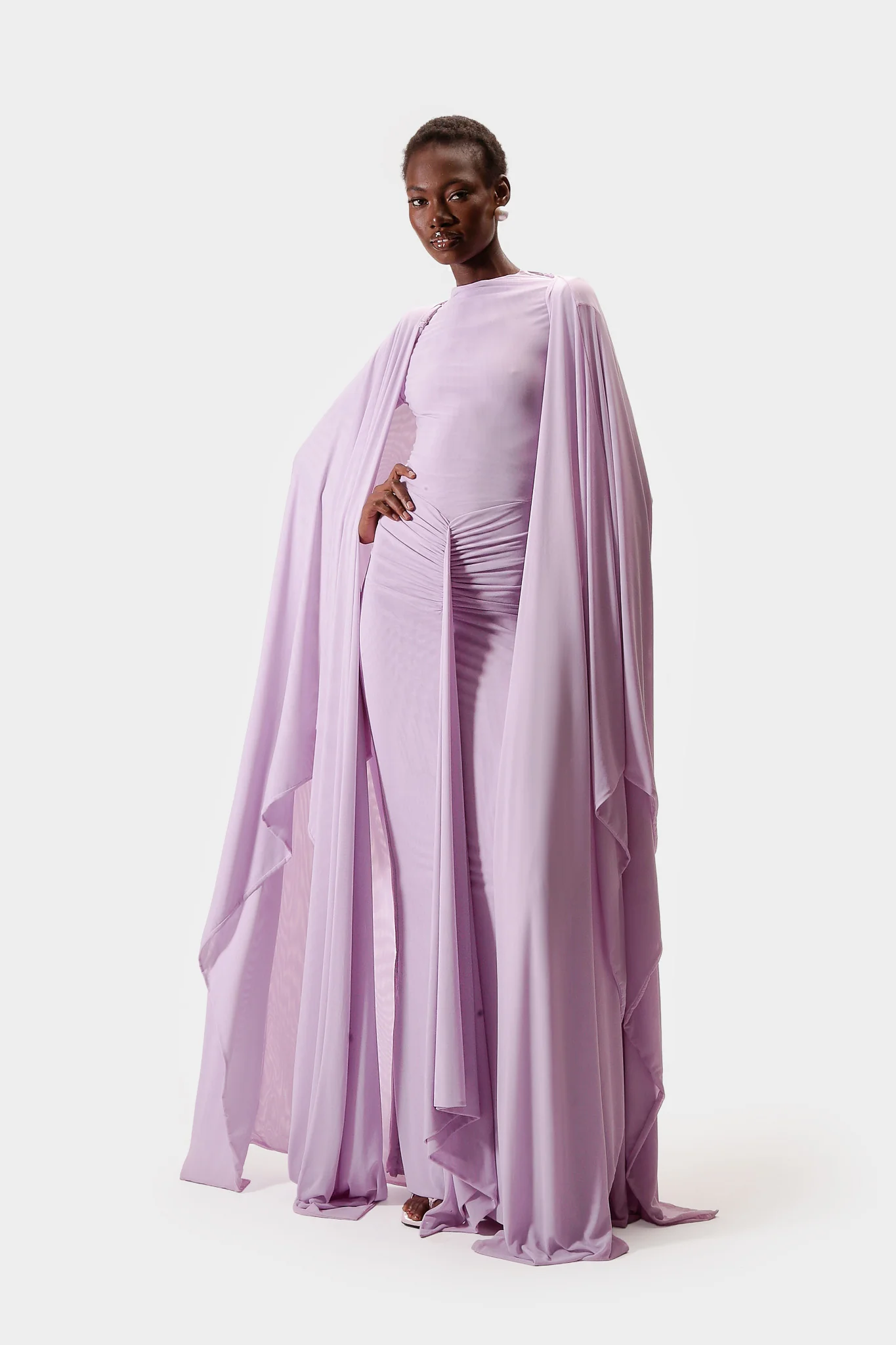 Aluya Mesh Draped Cape - Lilic - Image 5