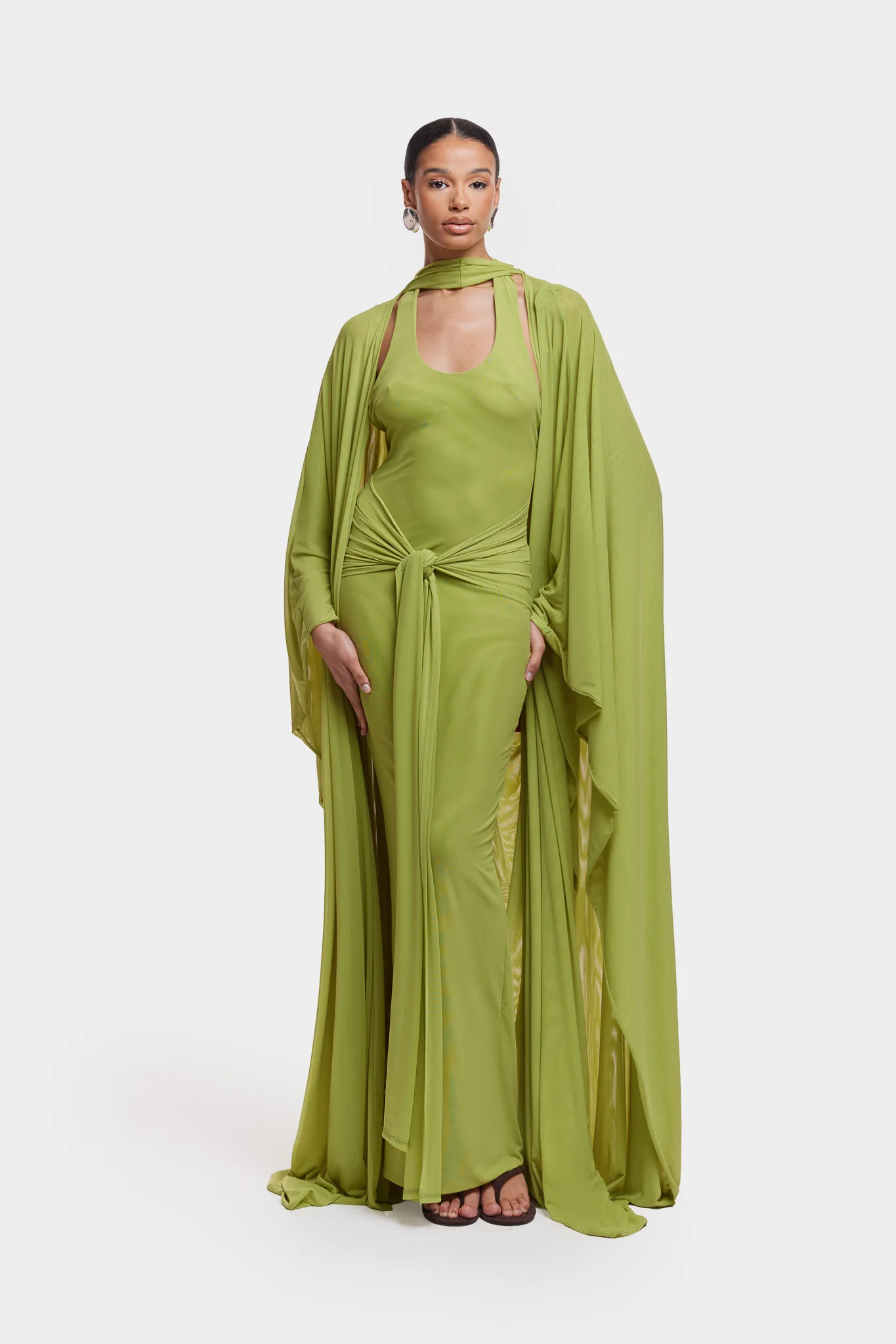 Aluya Mesh Draped Cape - Lime Green - Image 3