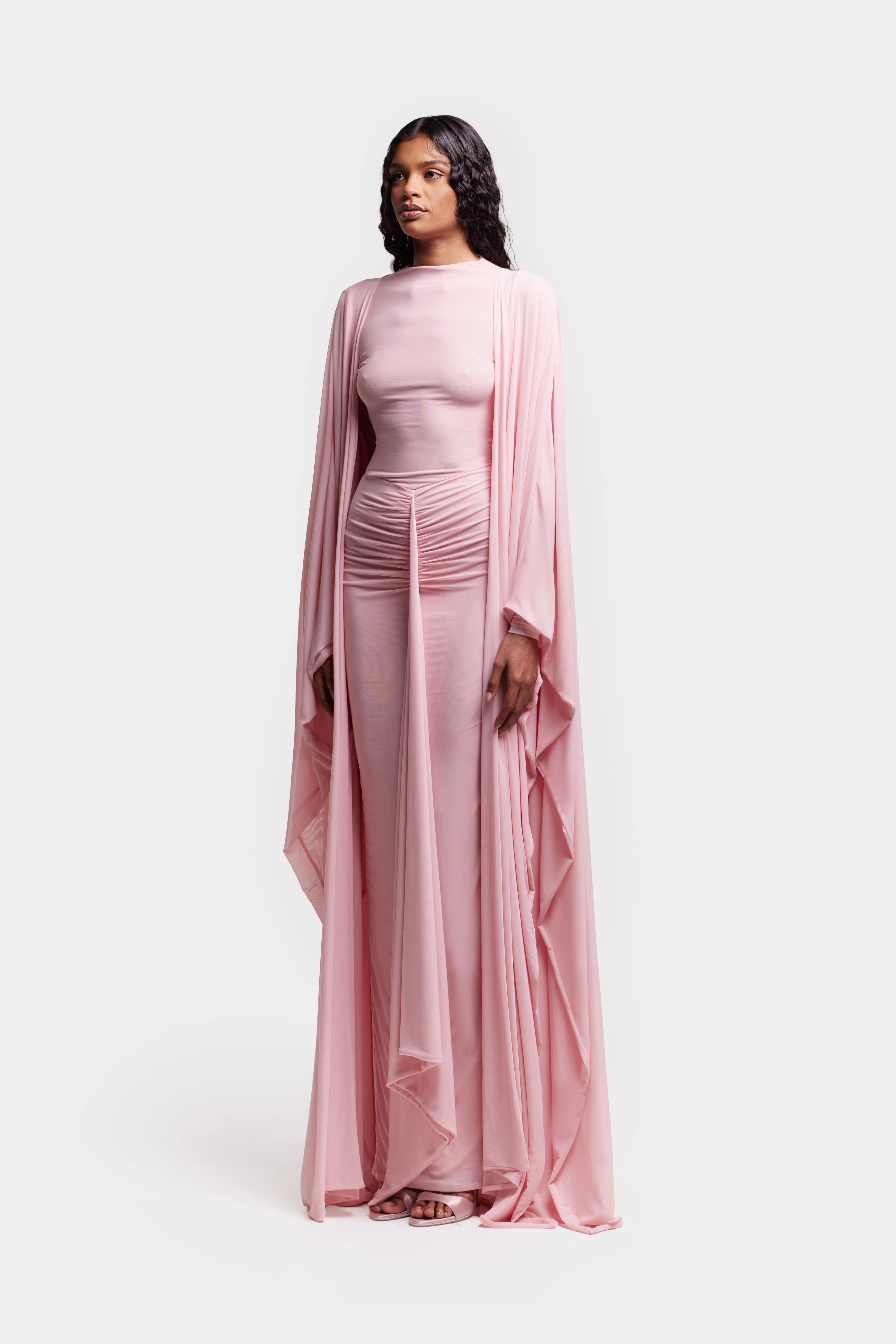Aluya Mesh Draped Cape - Rose - Image 3