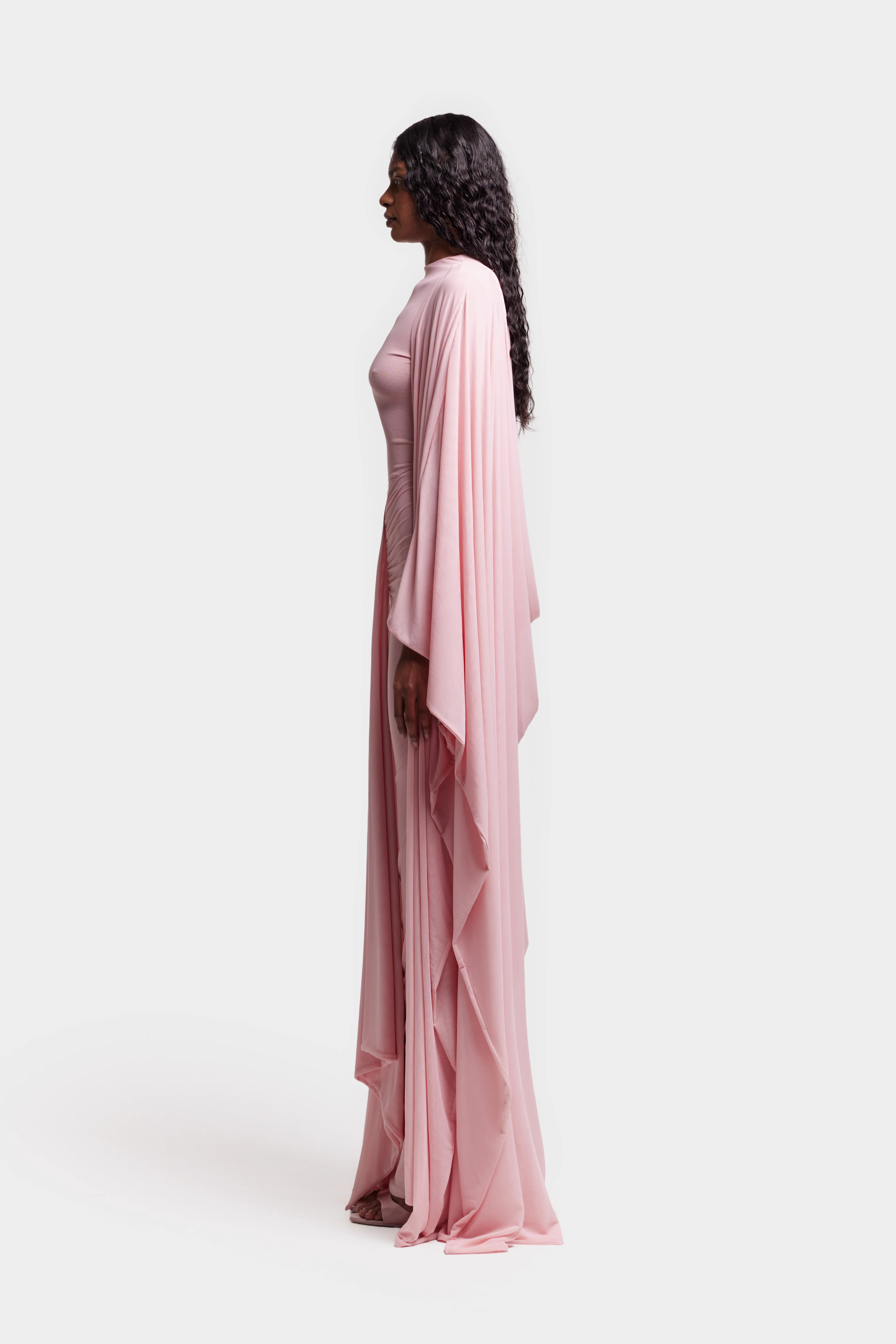 Aluya Mesh Draped Cape - Rose - Image 4