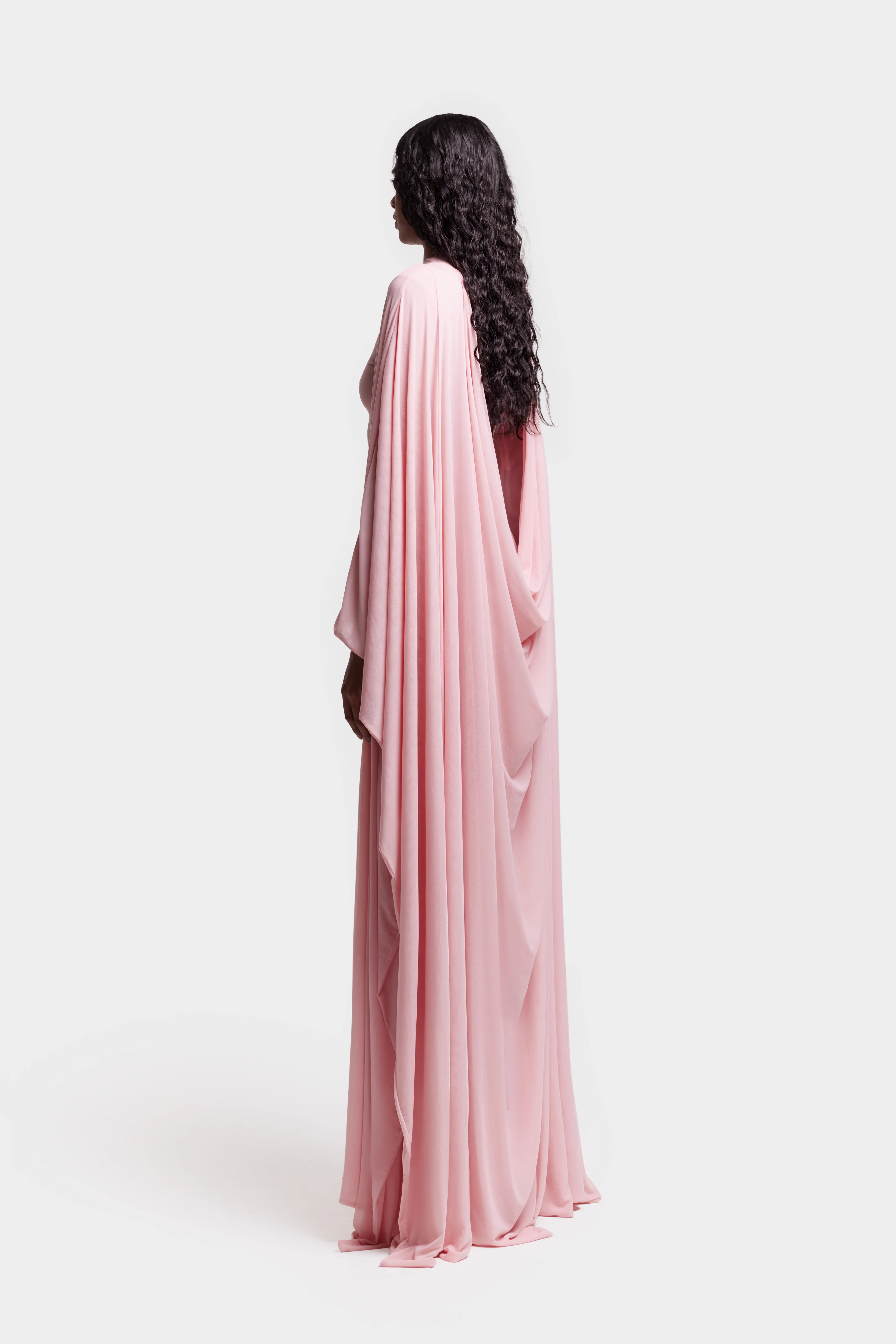 Aluya Mesh Draped Cape - Rose - Image 5