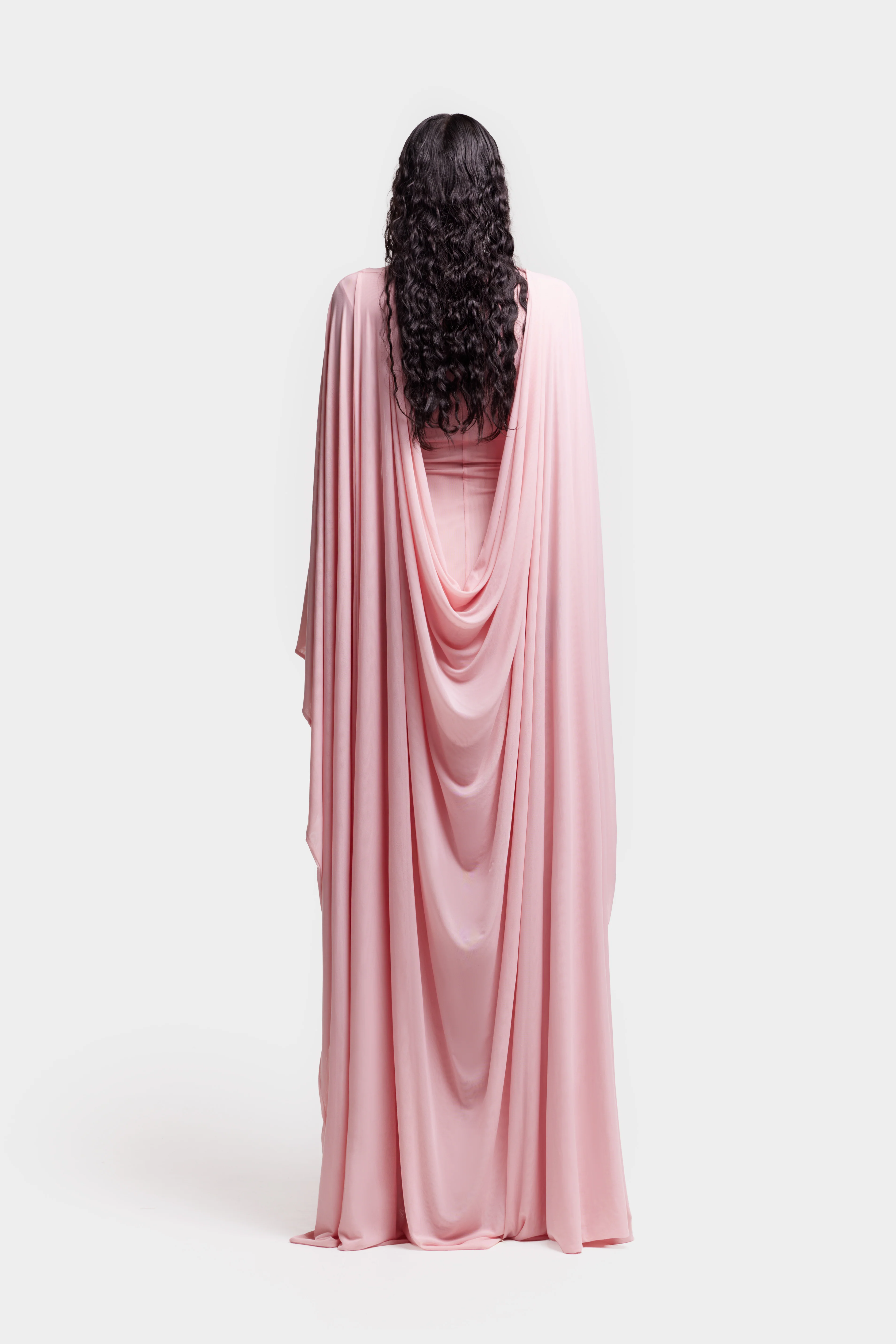 Aluya Mesh Draped Cape - Rose - Image 6