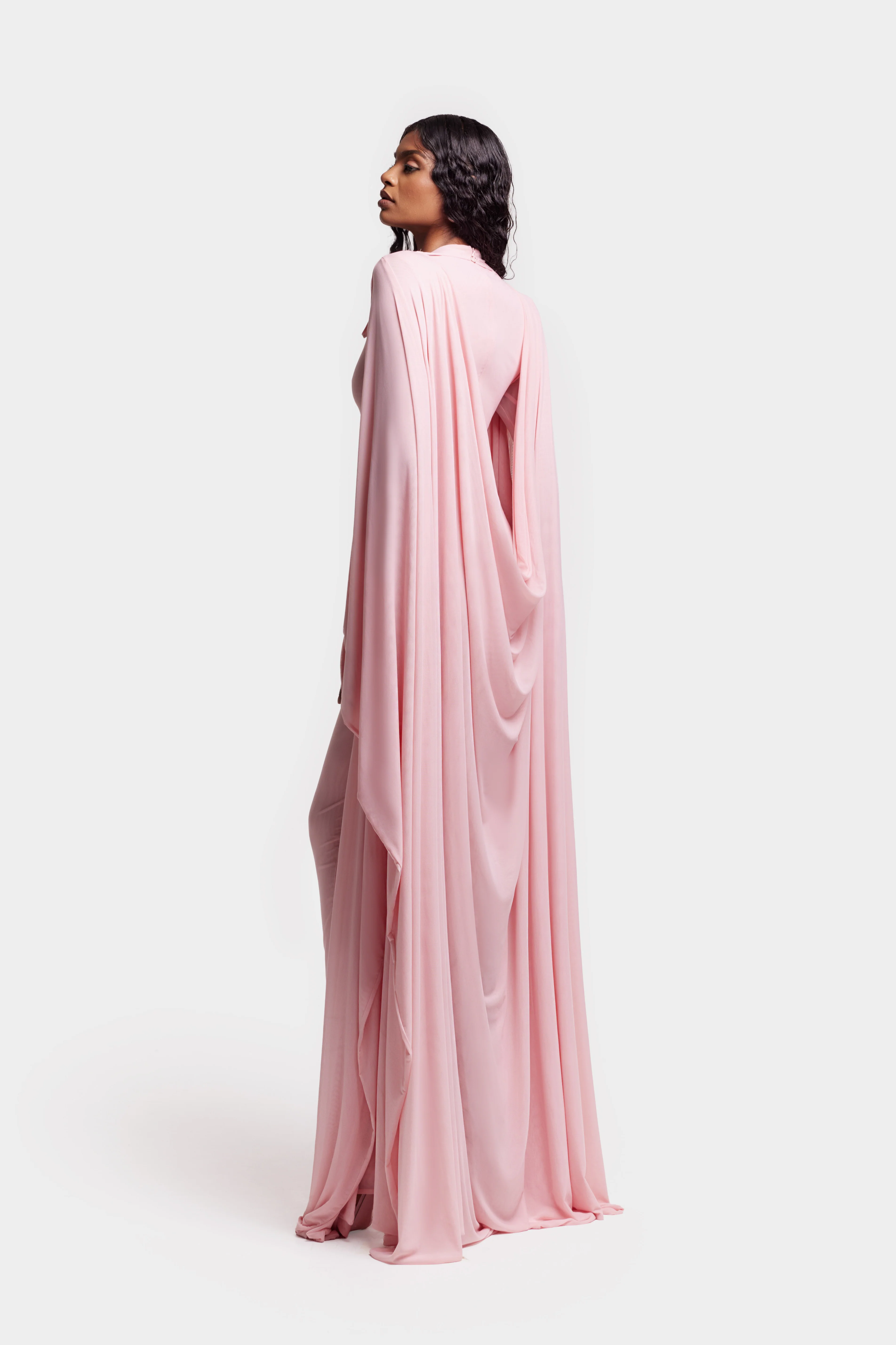 Aluya Mesh Draped Cape - Rose - Image 7