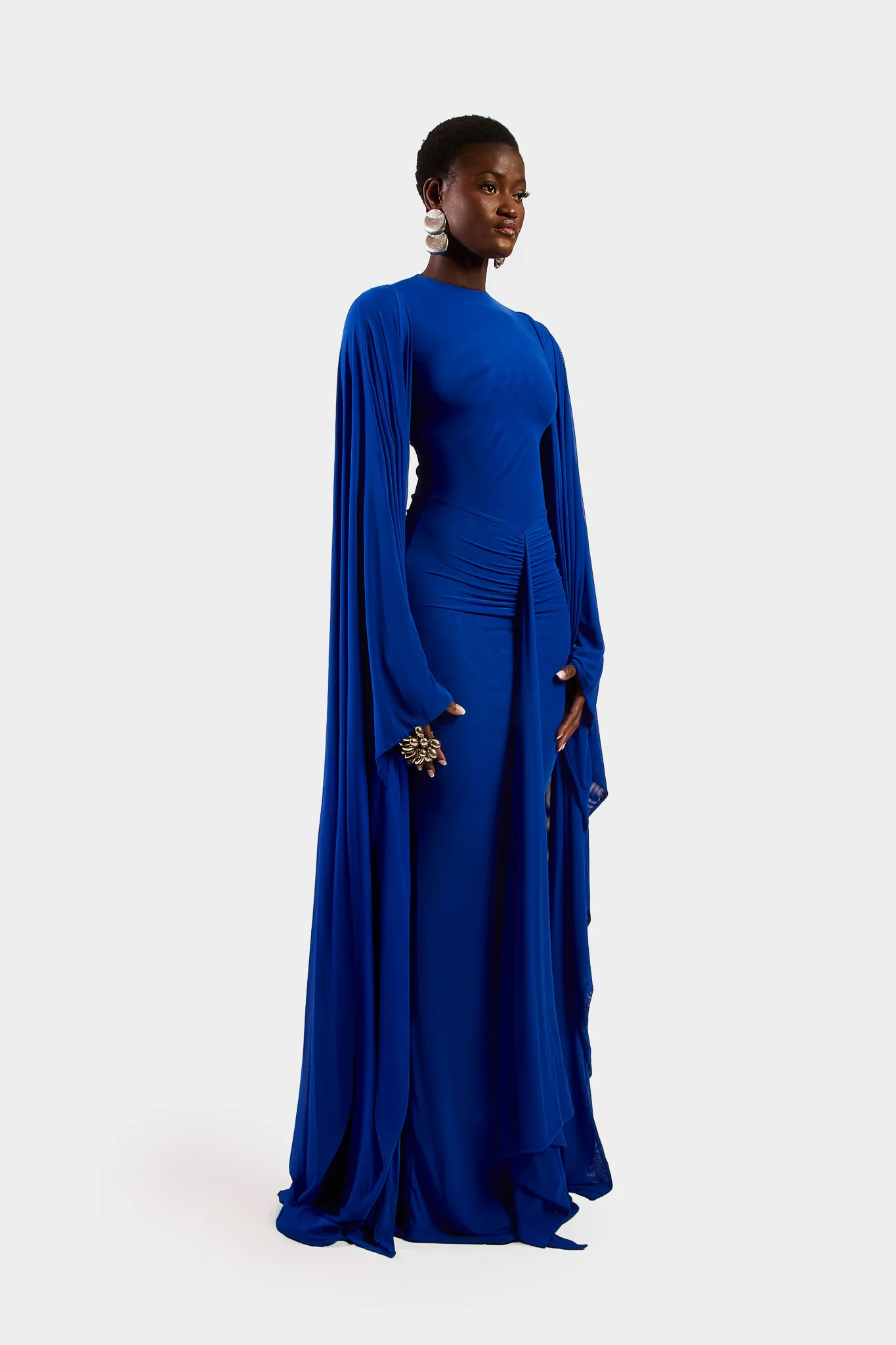 Aluya Mesh Draped Cape - Sapphire - Image 8