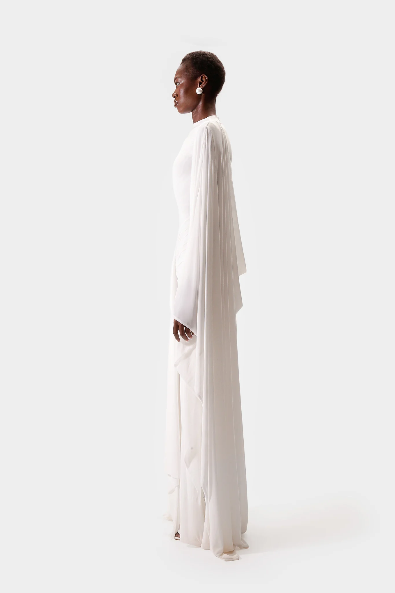 Aluya Mesh Draped Cape - White - Image 4