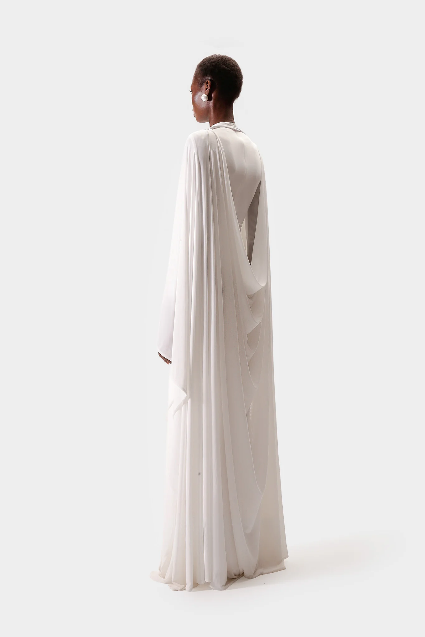 Aluya Mesh Draped Cape - White - Image 5