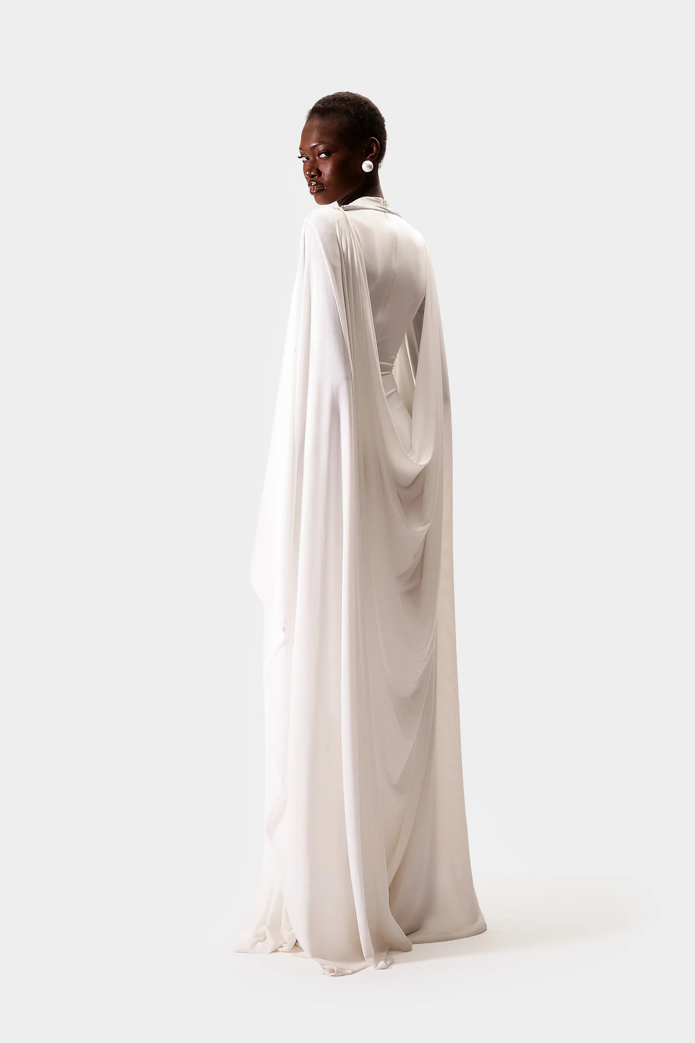Aluya Mesh Draped Cape - White - Image 7