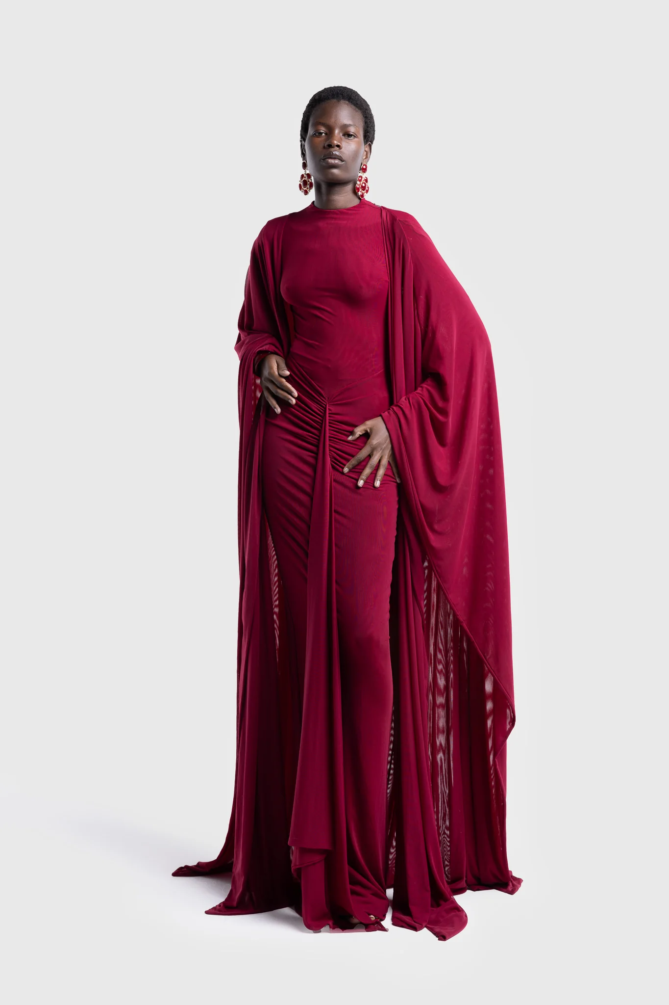 Aluya Mesh Dress - Deep Cherry - Image 10