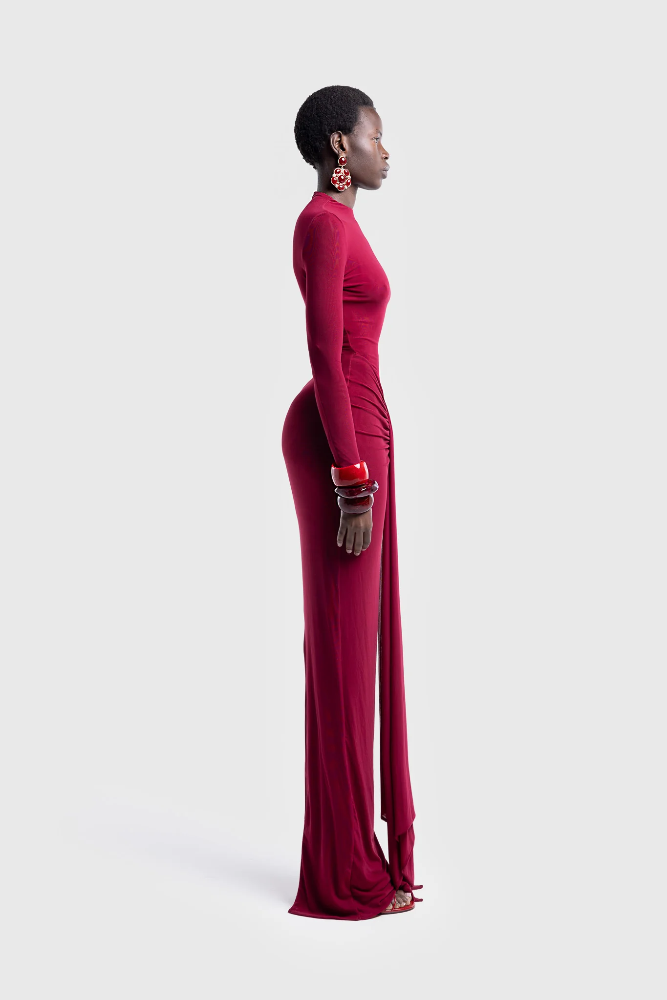 Aluya Mesh Dress - Deep Cherry - Image 3