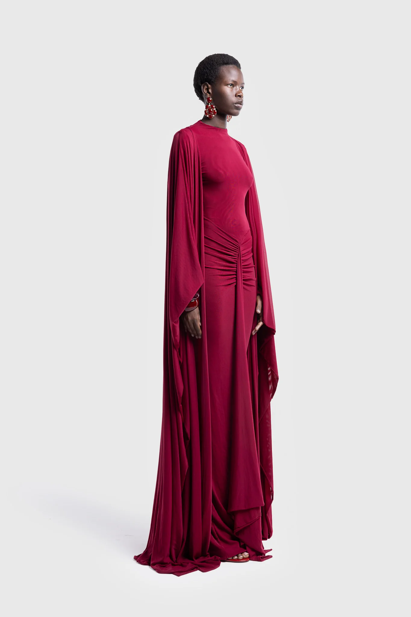Aluya Mesh Dress - Deep Cherry - Image 6