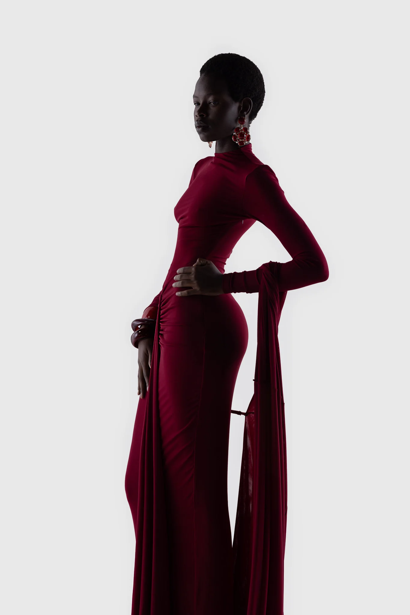 Aluya Mesh Dress - Deep Cherry - Image 7