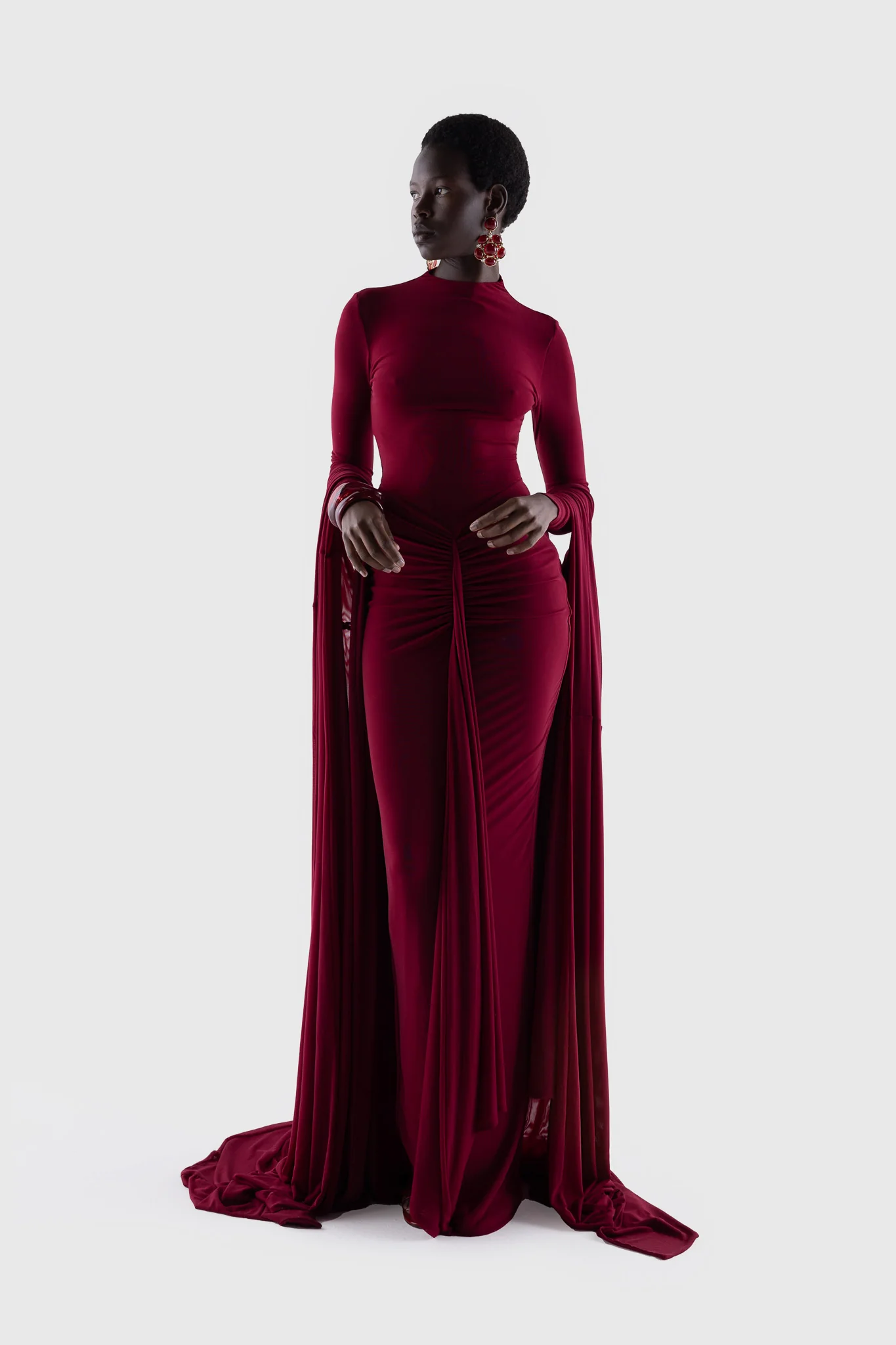 Aluya Mesh Dress - Deep Cherry - Image 8