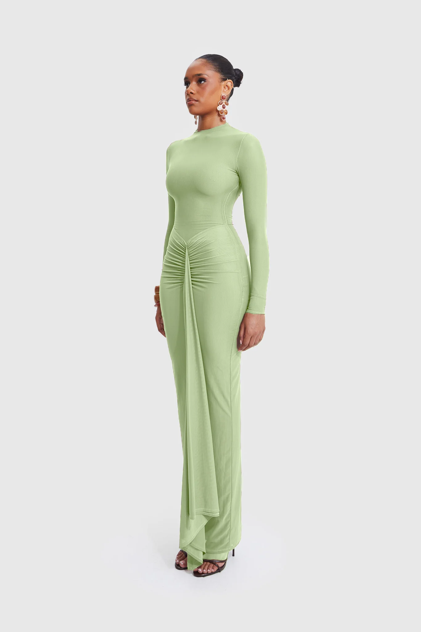 Aluya Mesh Dress - Warm Matcha - Image 3