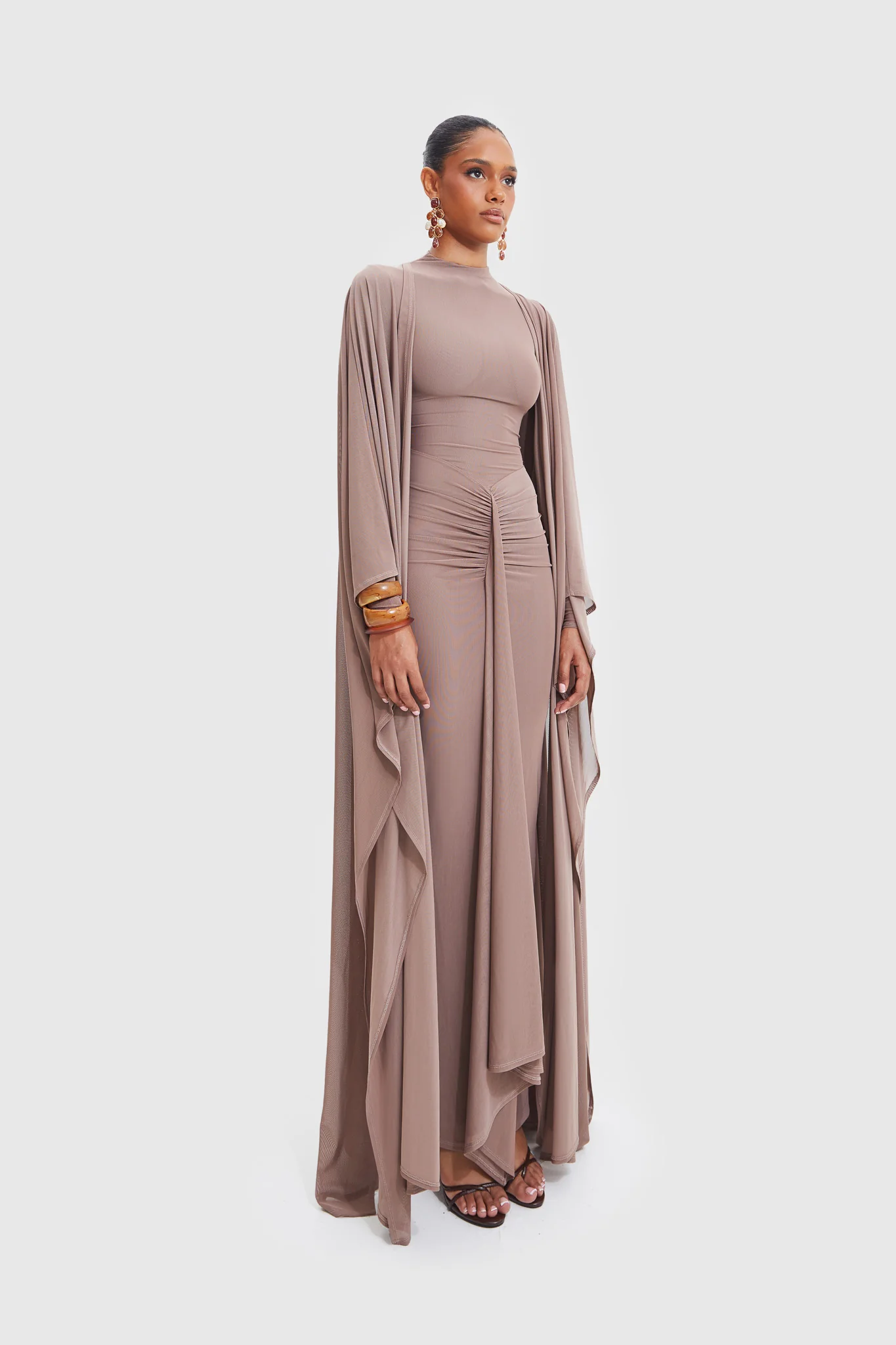 Aluya Mesh Dress - Burnt Sugar - Image 11
