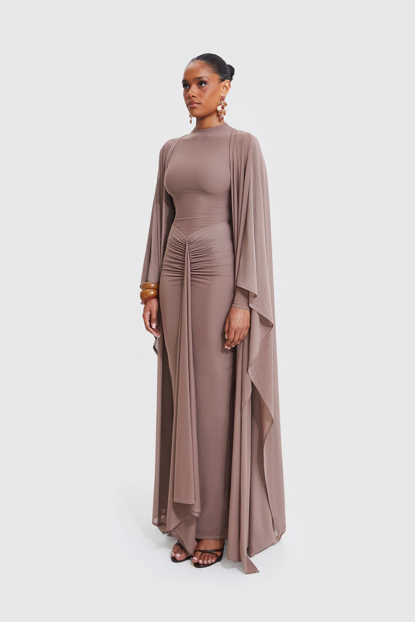 Aluya Mesh Dress - Burnt Sugar - Image 5