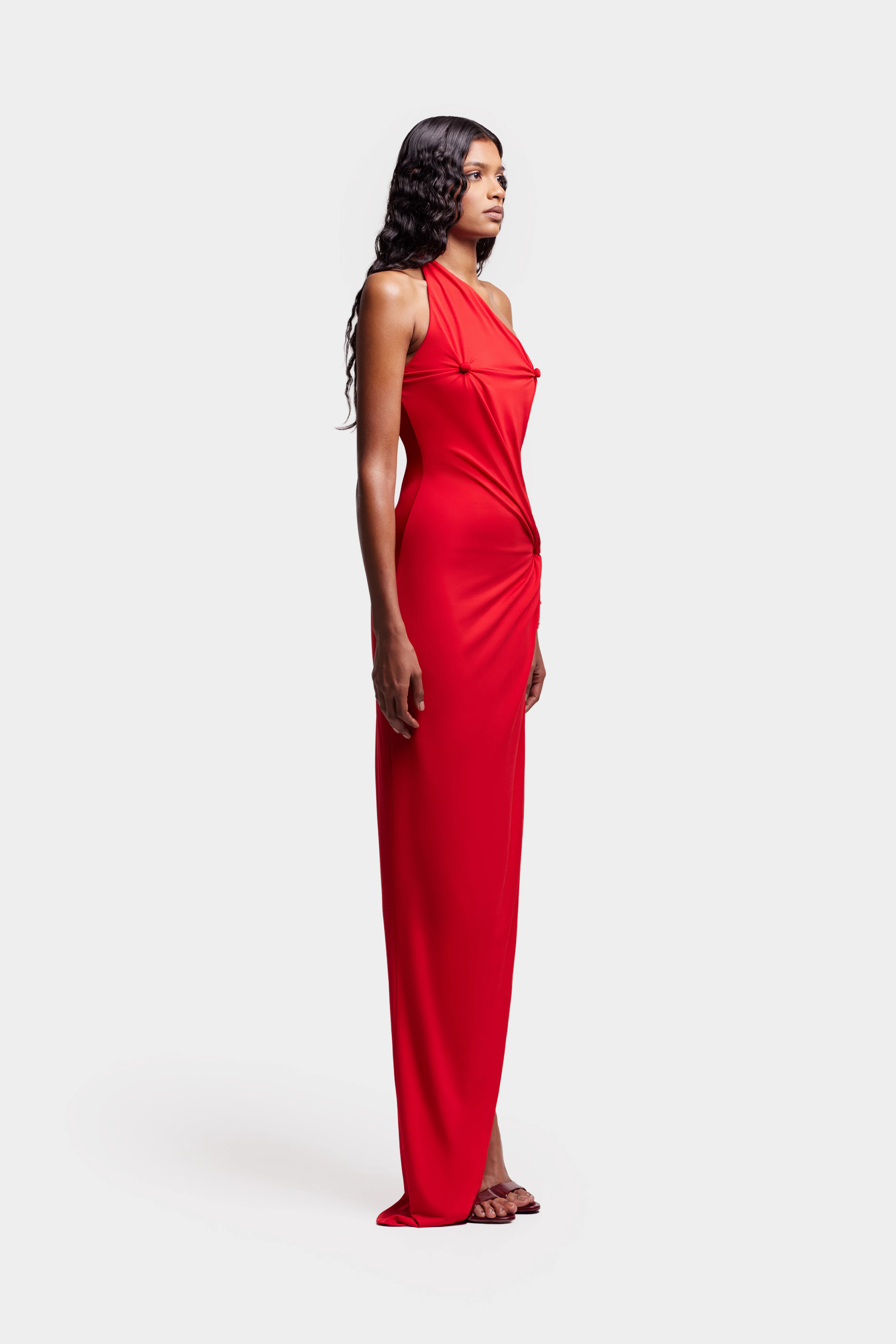 Asymmetric Knotted Kai Dress - Love Red - Image 4