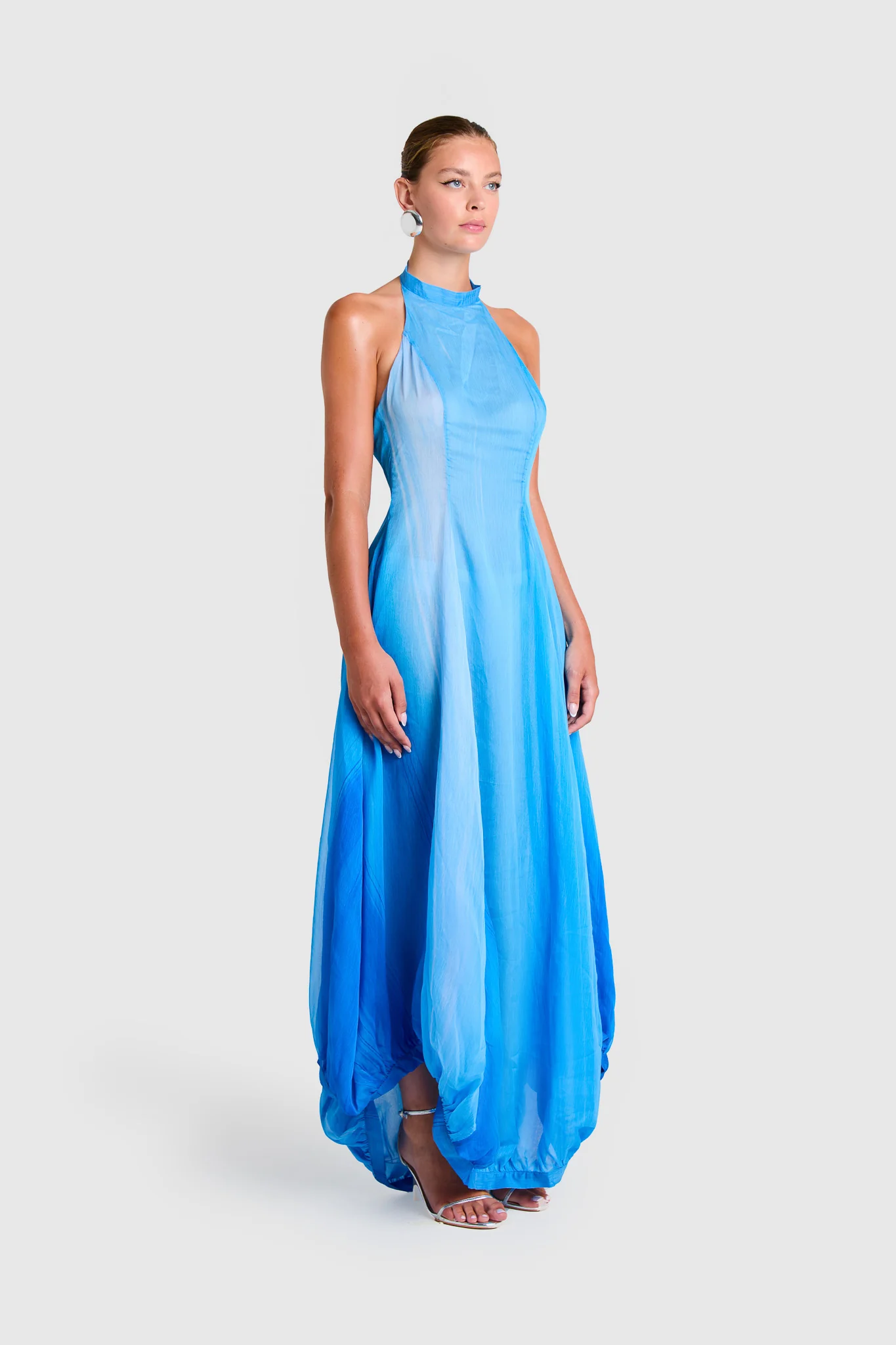 Chiffon Balloon Maxi - Sky Print - Image 8