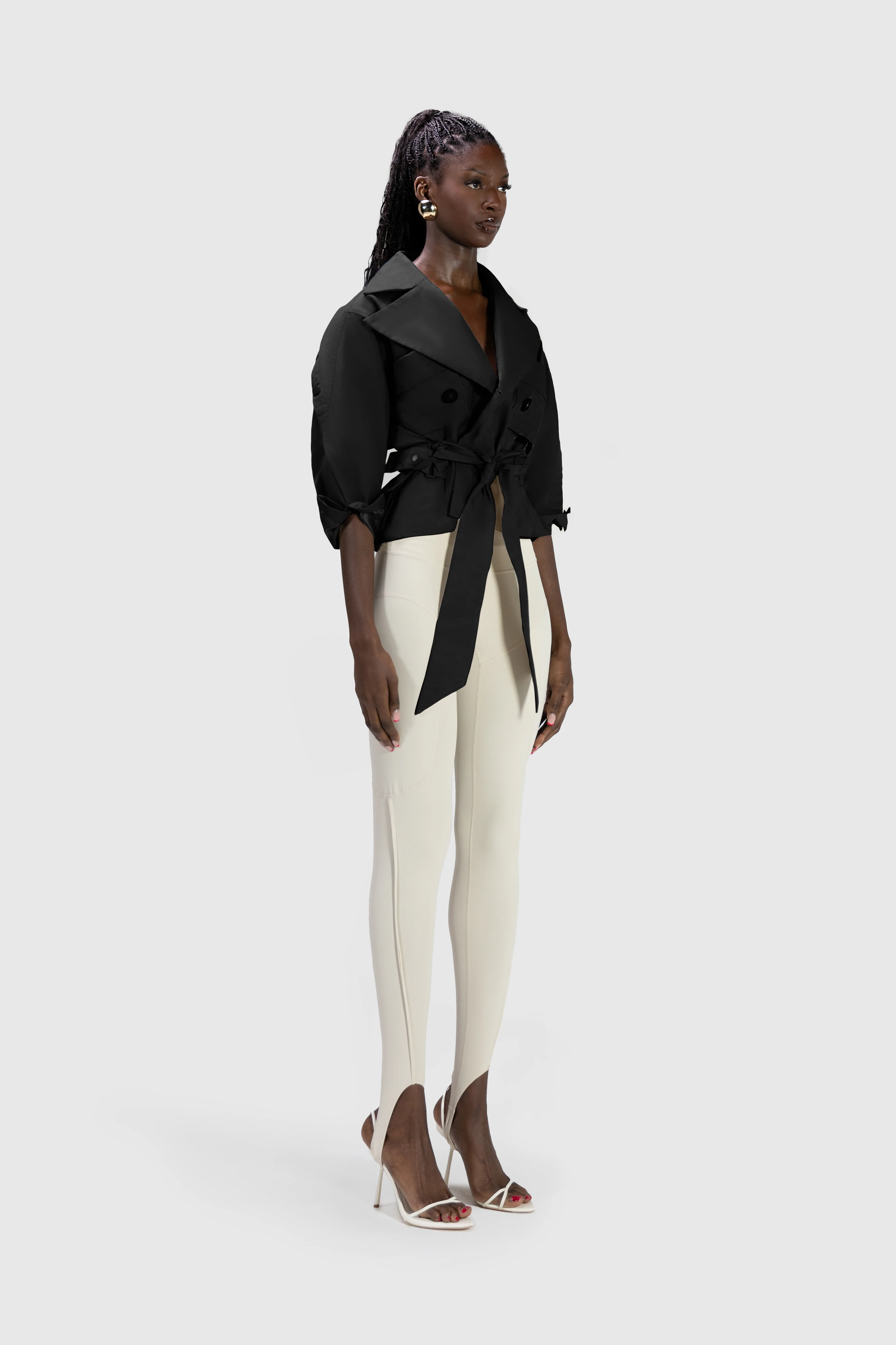 Cropped Tech Mac Jacket - Black - Image 3