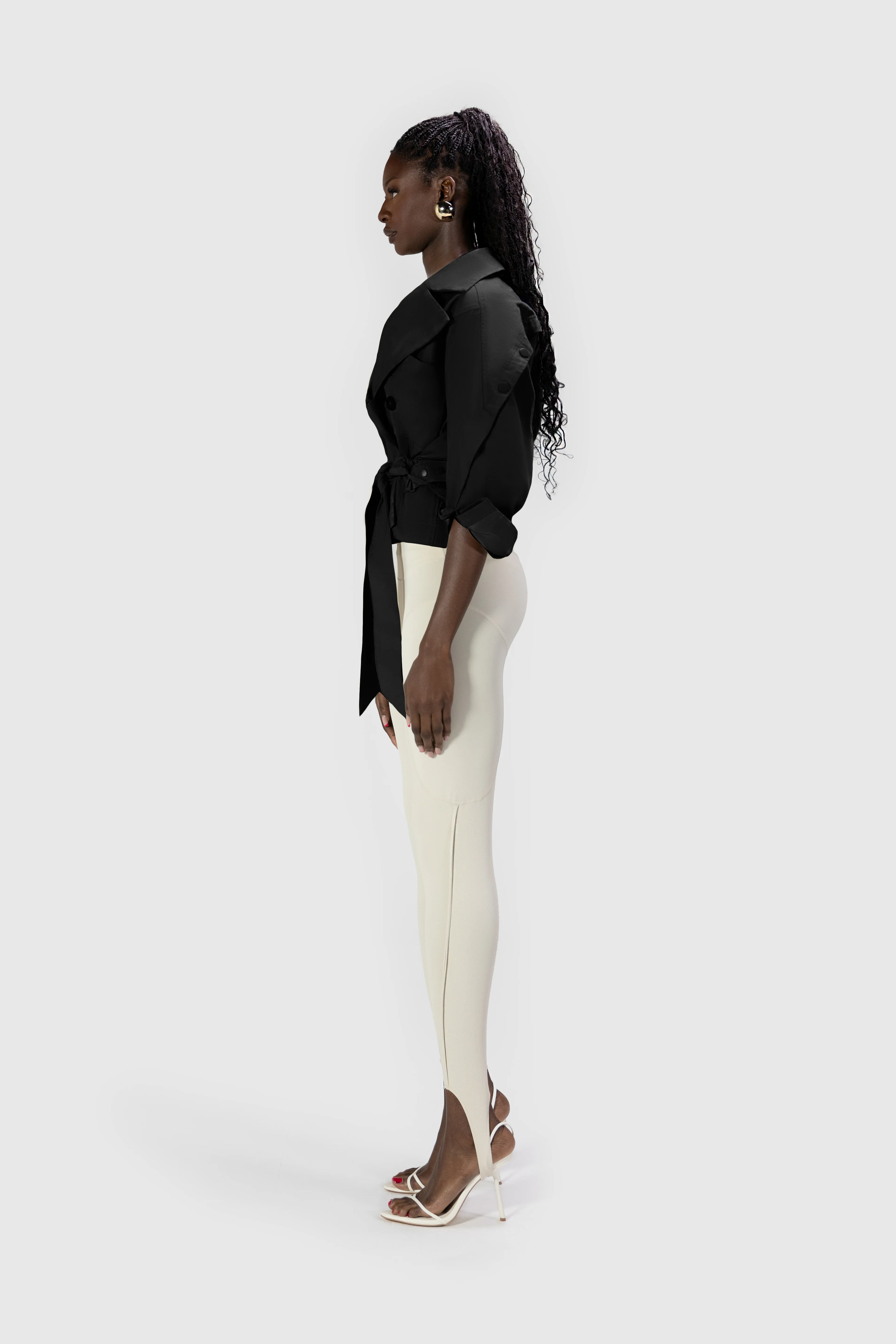 Cropped Tech Mac Jacket - Black - Image 4