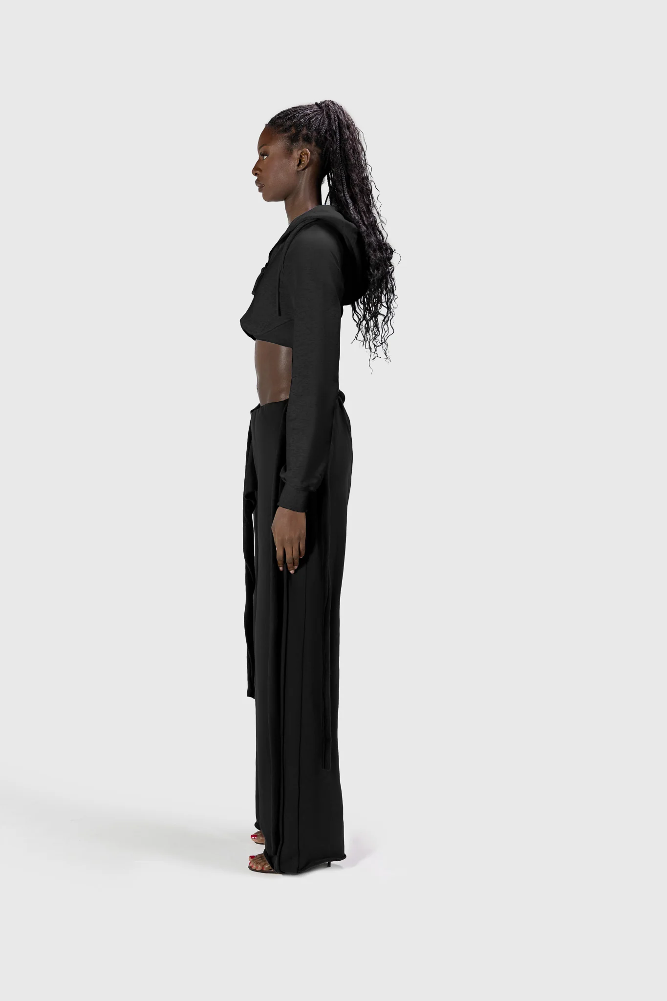 Curve Cropped Hoodie - Black - Image 3