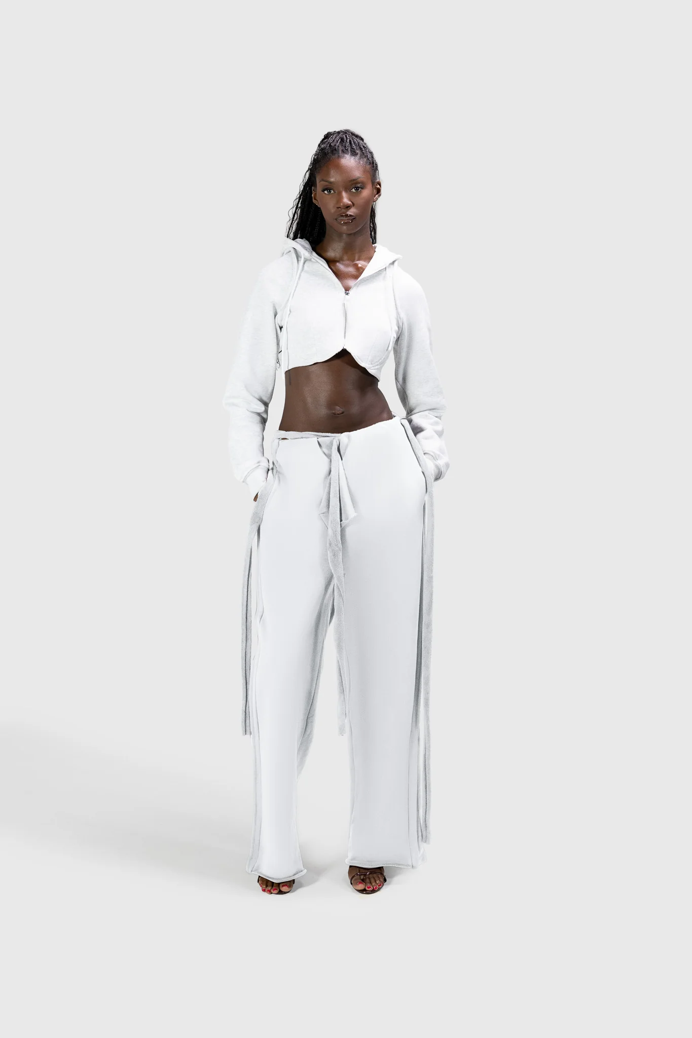 Curve Cropped Hoodie - Light Grey - Image 11