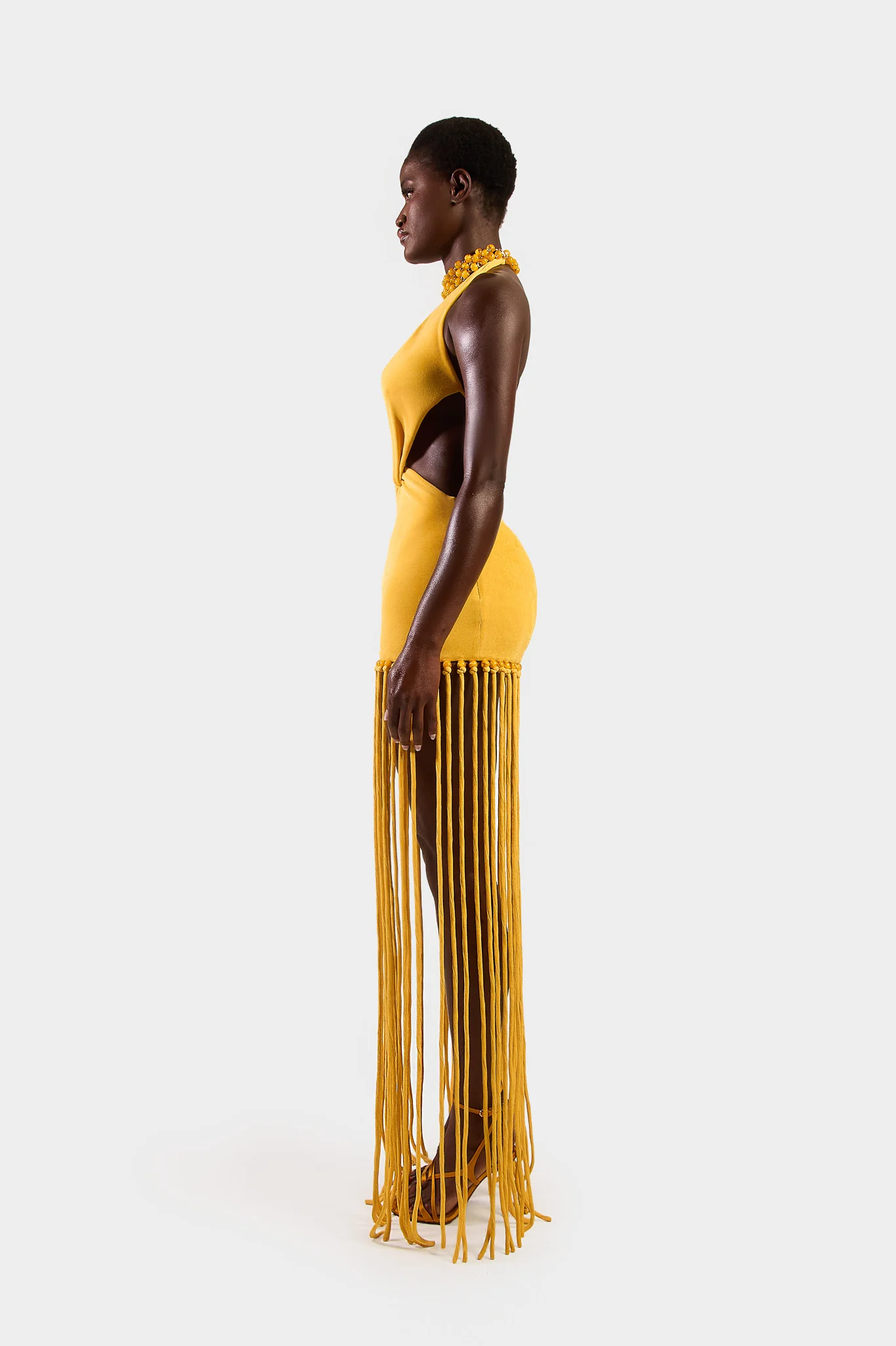 Cut Out Tassel Dress - Yellow - Image 3