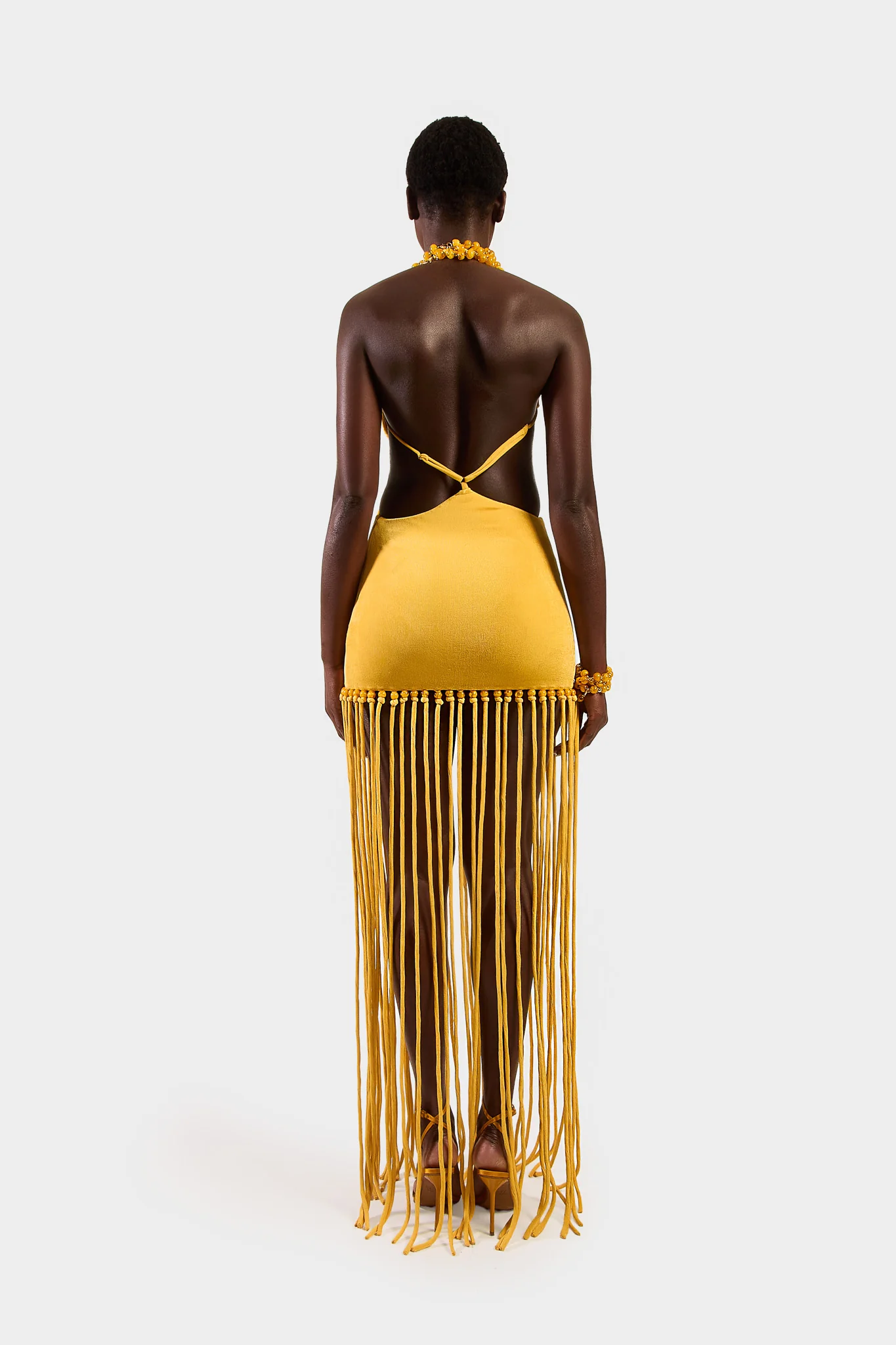 Cut Out Tassel Dress - Yellow - Image 5