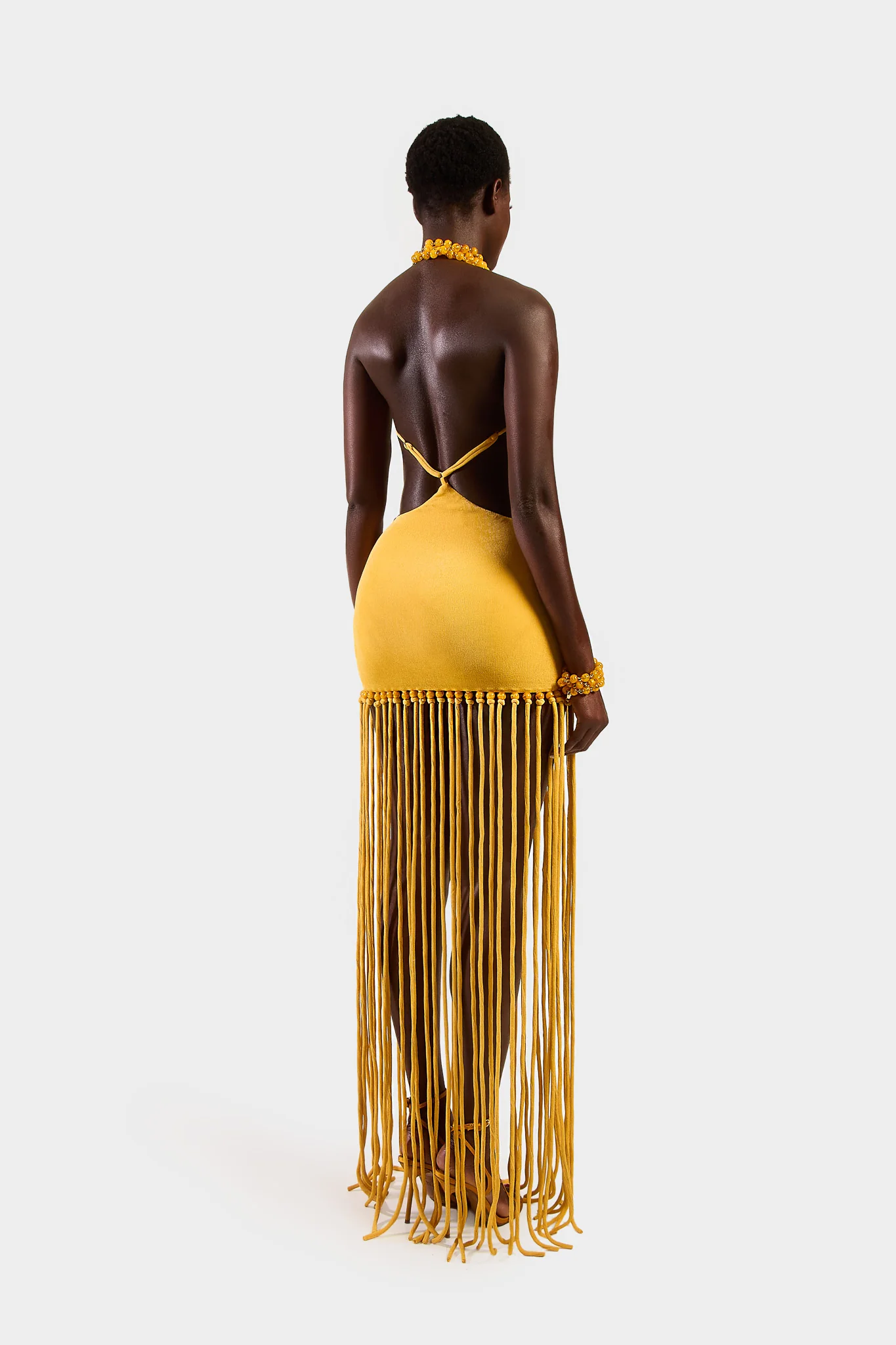 Cut Out Tassel Dress - Yellow - Image 6