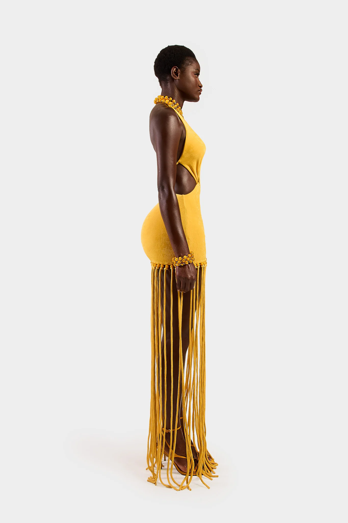 Cut Out Tassel Dress - Yellow - Image 7